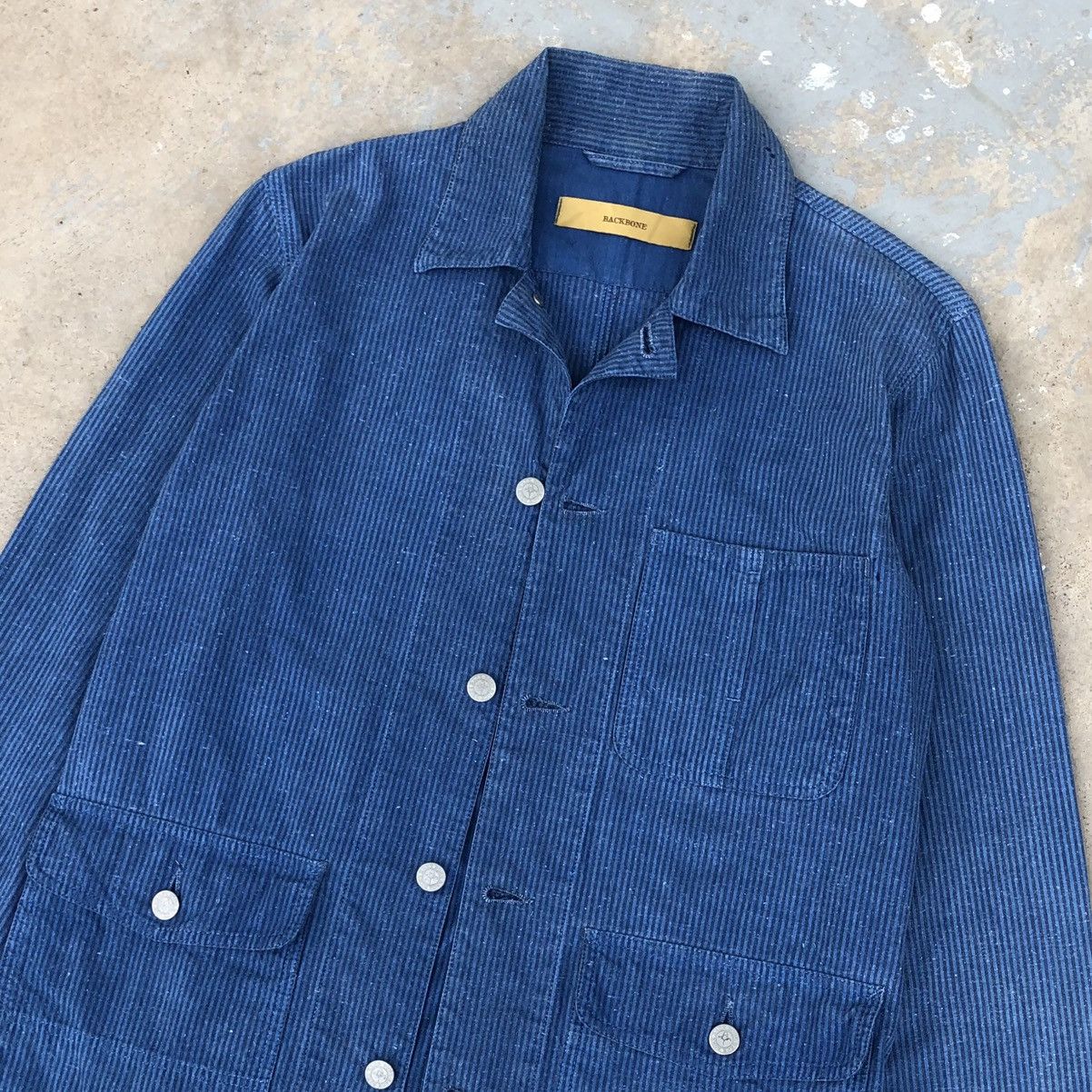 Backbone Vintage BACKBONE Striped Cotton Chore Denim Jacket Size US M / EU 48-50 / 2 - 6 Thumbnail