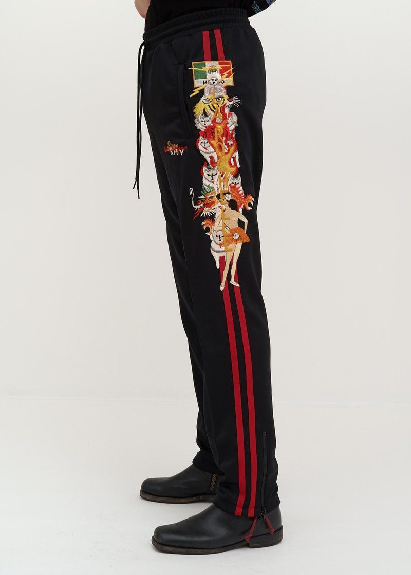 Doublet o1tko10426 Chaos-Embroidered Track-Pants in Black Size US 32 / EU 48 - 2 Thumbnail
