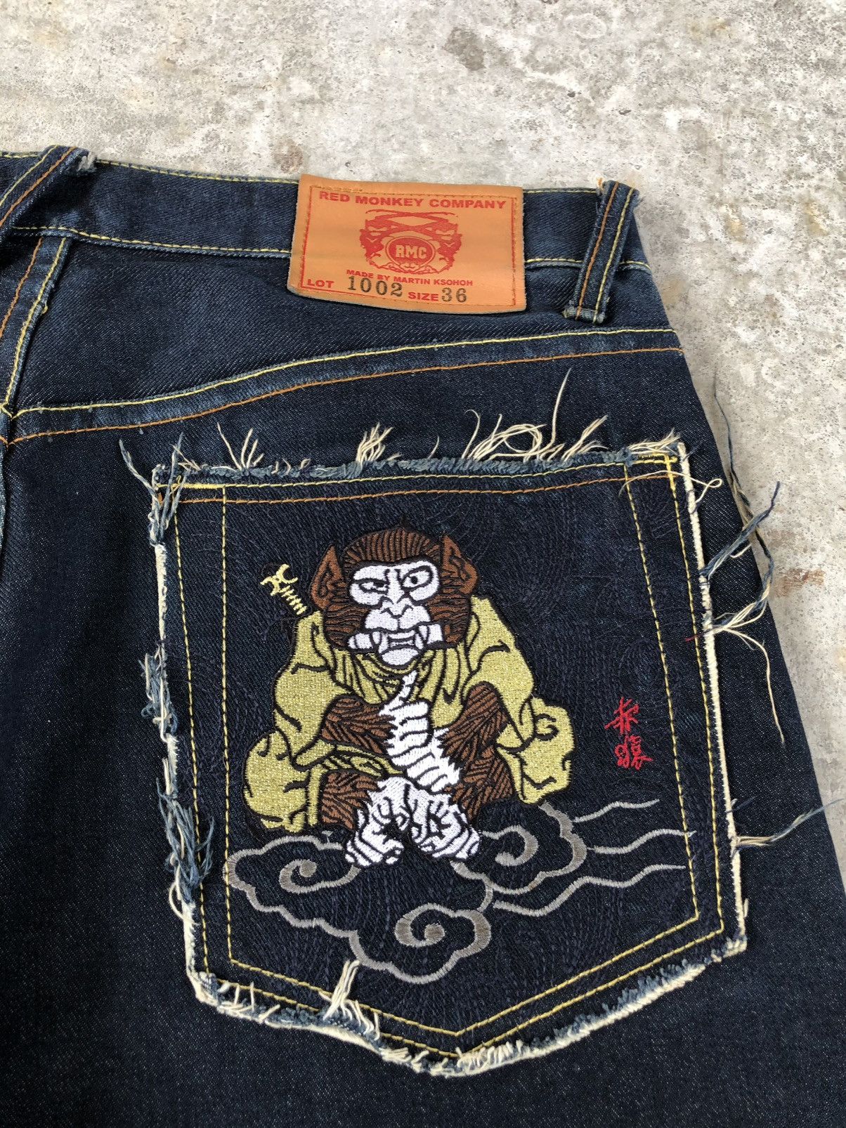 RMC Jeans Red Monkey Company Embroidered Jeans Selvedge Denim Size US 36 / EU 52 - 16 Thumbnail