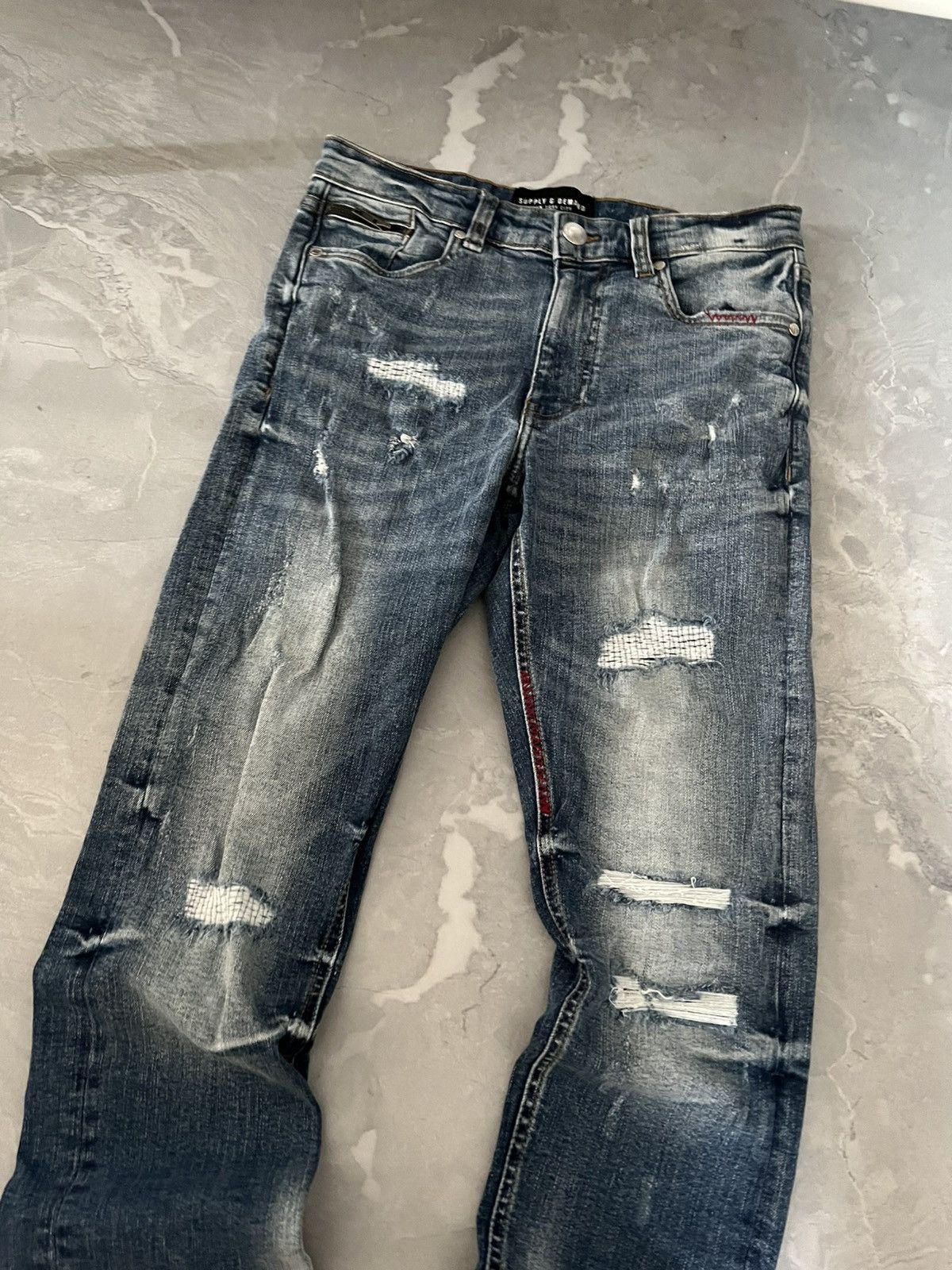 Japanese Brand Destroyed Underground Y2K Slim / Weathered Subversive 90s Size US 30 / EU 46 - 2 Thumbnail