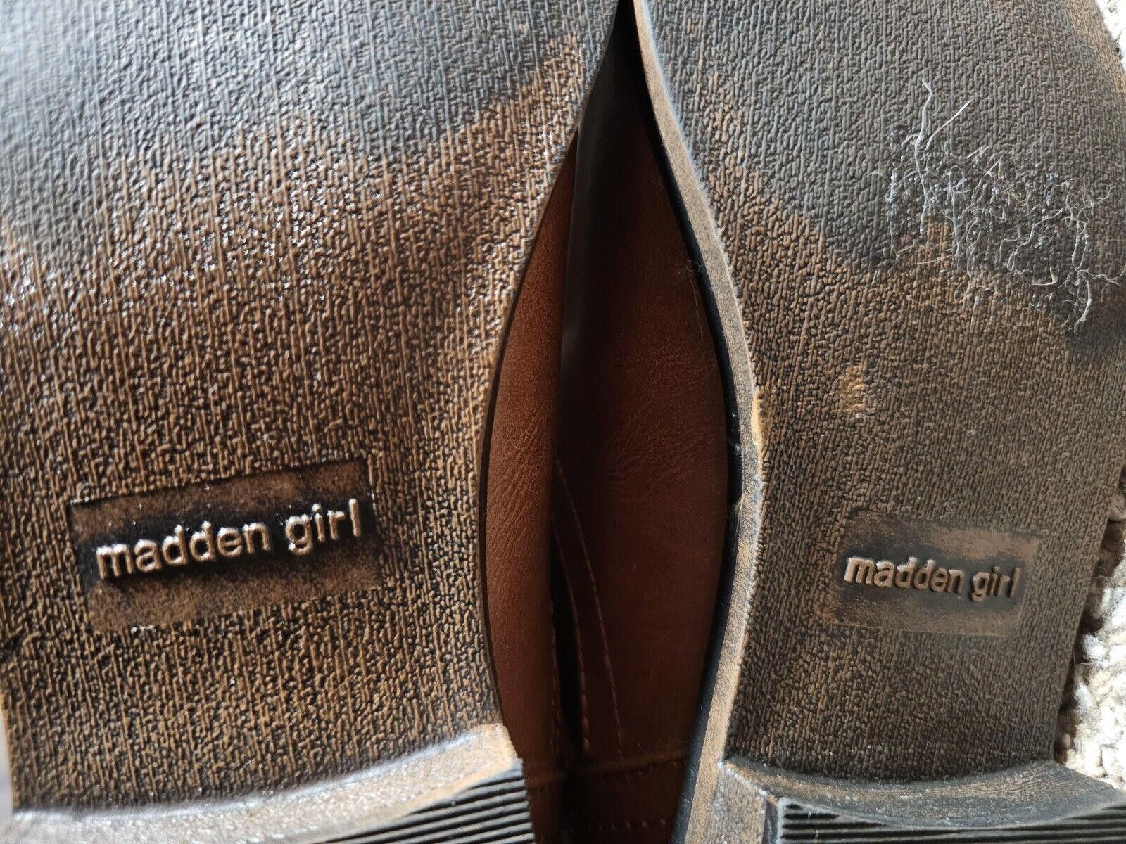 Designer Steve Madden Girl Brown Buckle Boots Zipper Sz 8M Temppt Size US 8 / IT 38 - 7 Thumbnail