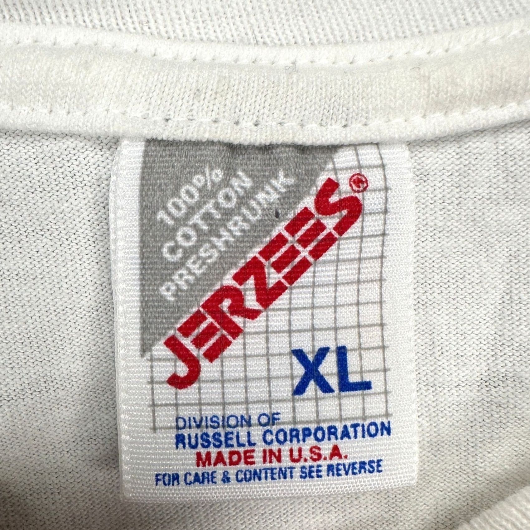 Jerzees VINTAGE JERZEES Mens T-Shirt XL White Y2K Preshrunk Tee Short Sleeve Made In USA Size US XL / EU 56 / 4 - 4 Thumbnail