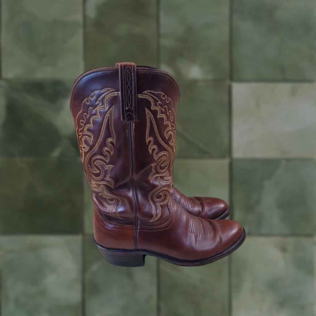 Vintage Lucchese 1883 Boots Mens 9.5 D Brown Leather Cowboy  display picture 1