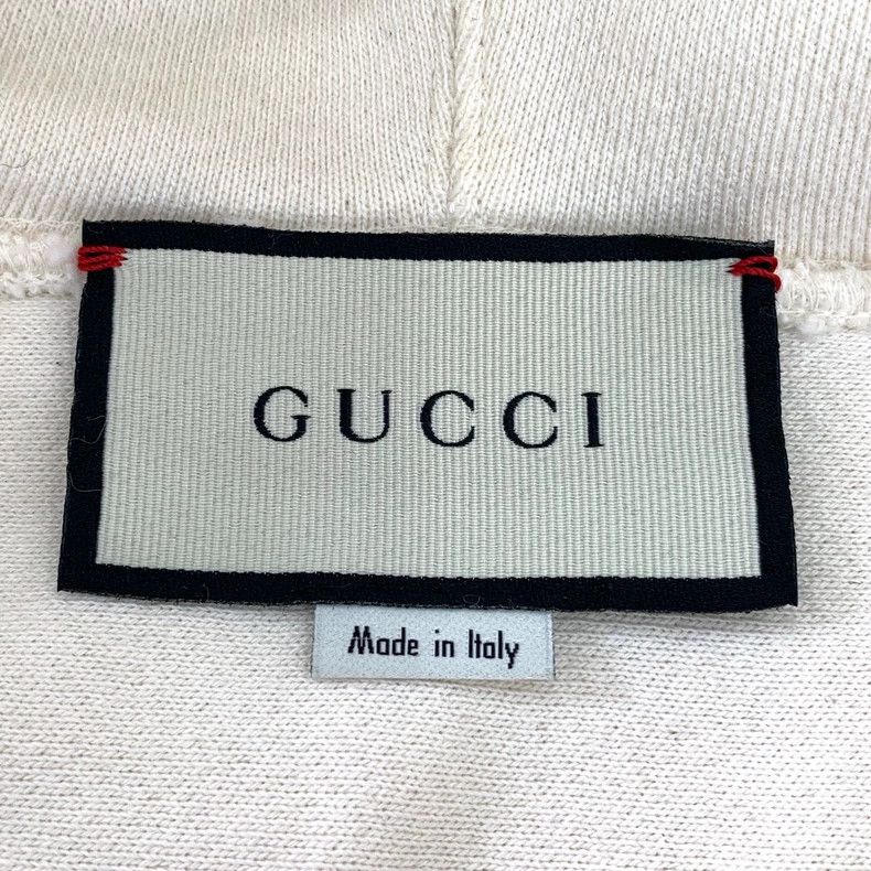 Gucci Gucci Beige logo embroidered cotton hooded drawstring sweat Size US S / EU 44-46 / 1 - 6 Thumbnail