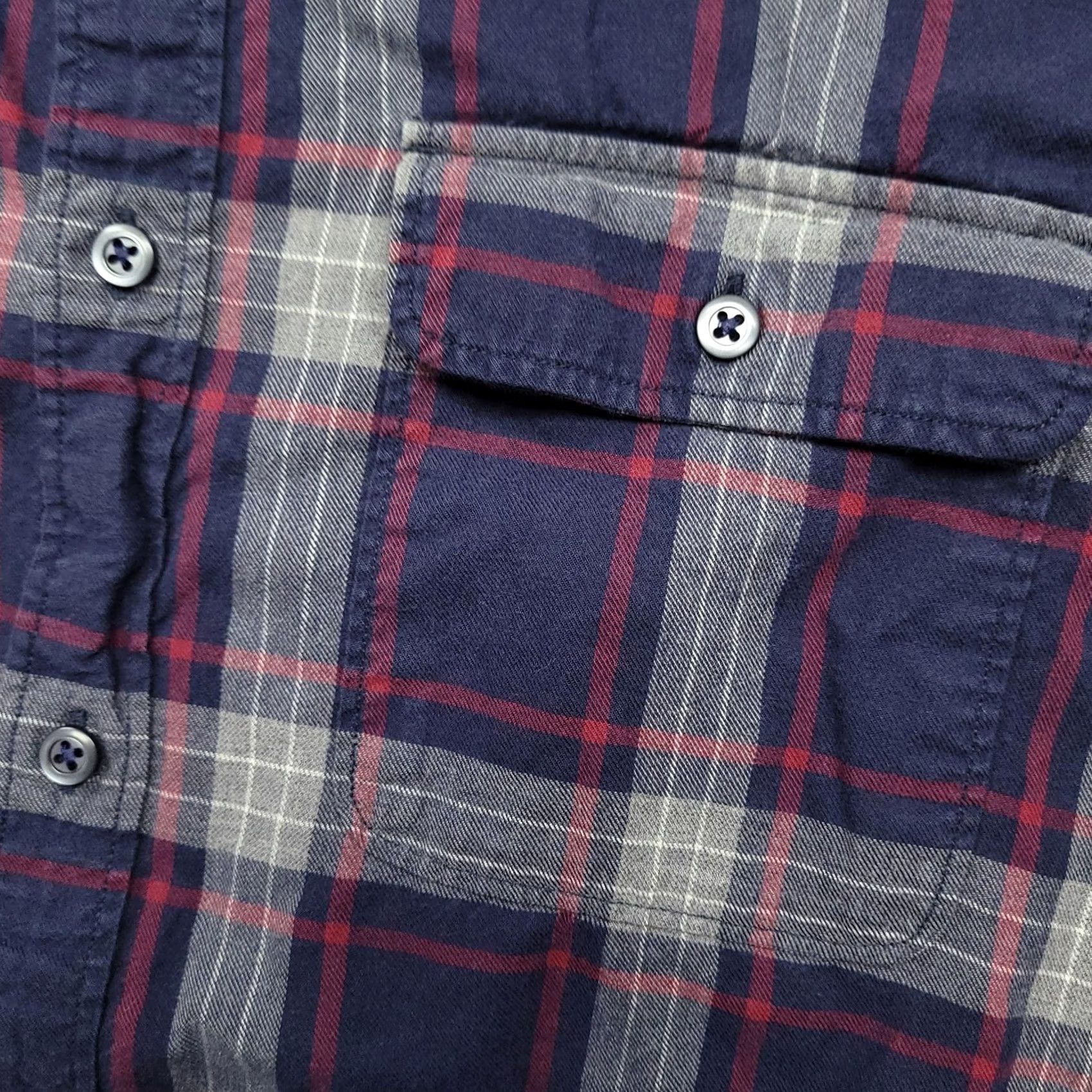 Banana Republic Banana Republic Shirt Mens Large Blue Plaid Luxe Flannel Slim Fit Elbow Patch Size US L / EU 52-54 / 3 - 2 Thumbnail