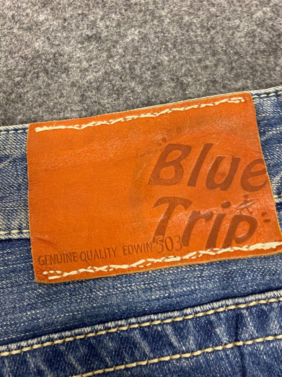 Edwin edwin blue trip uneven faded distressed denim Size 35" - 6 Thumbnail