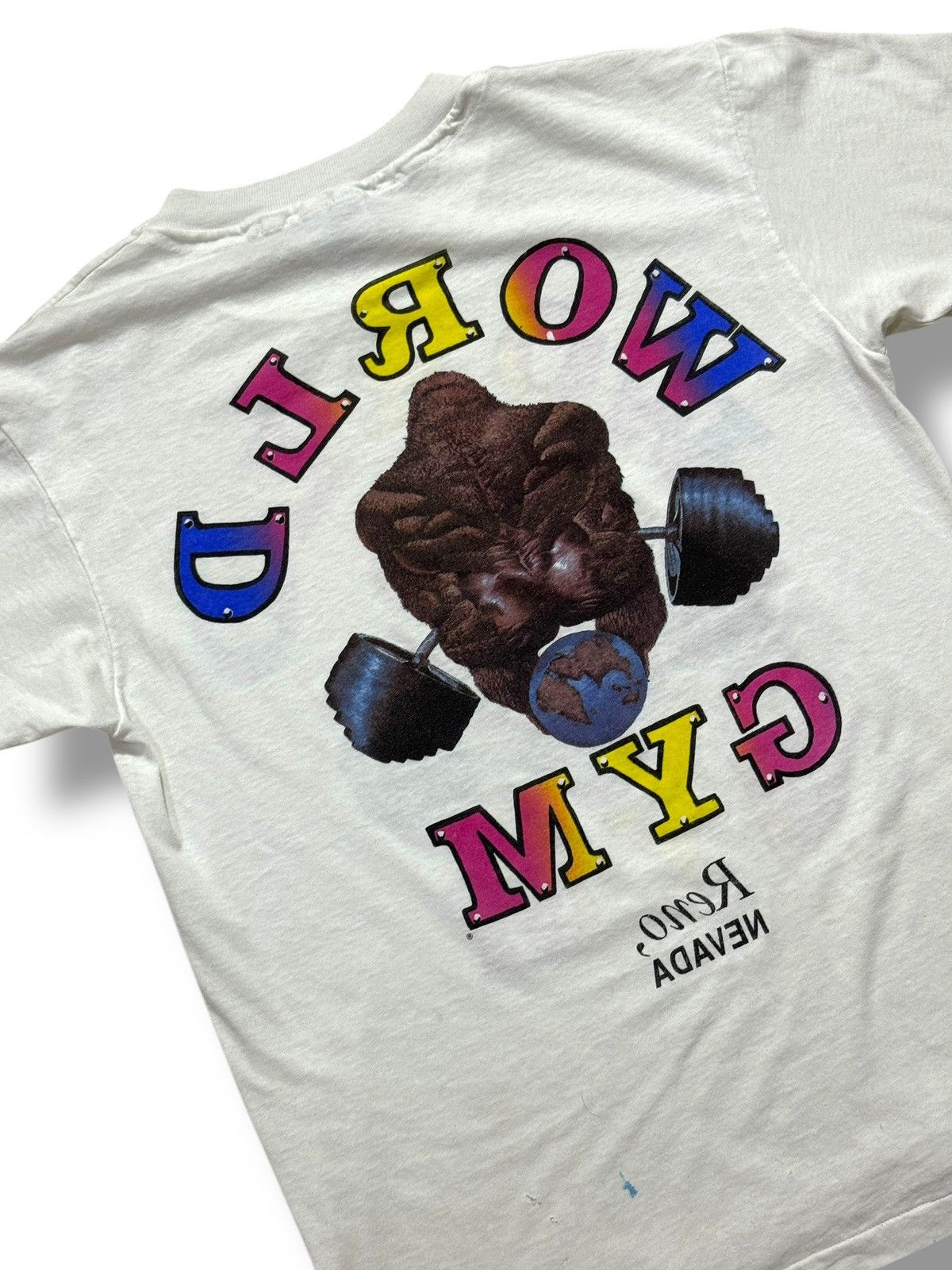 Vintage *RARE* VINTAGE 90s WORLD GYM TEE RENO NEVADA GORILLA Size US M / EU 48-50 / 2 - 7 Thumbnail
