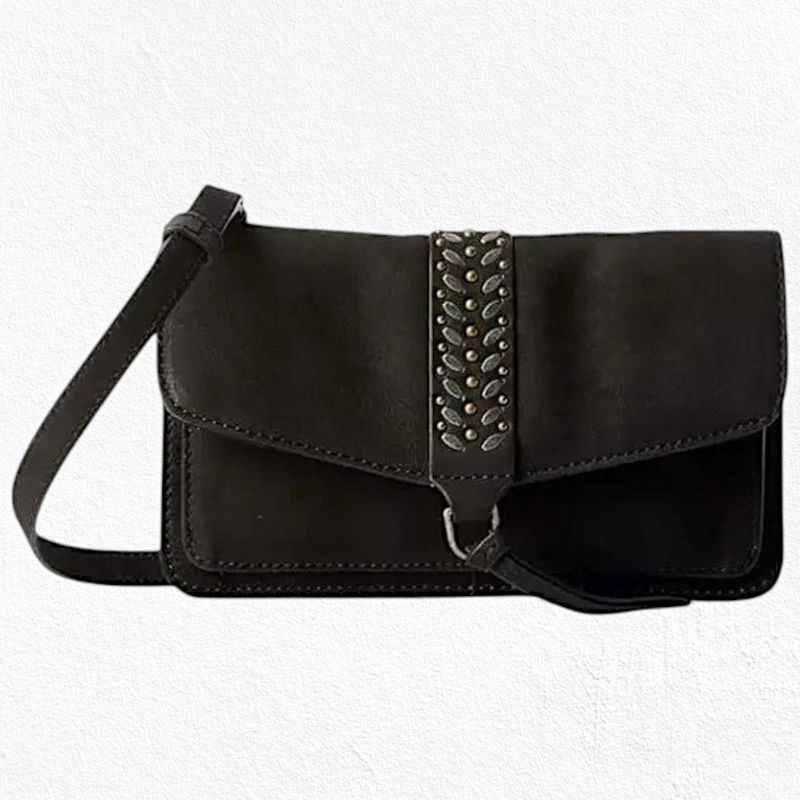 Lucky Brand Lucky Brand Black Leather Studded Crossbody Purse Size ONE SIZE - 1 Thumbnail