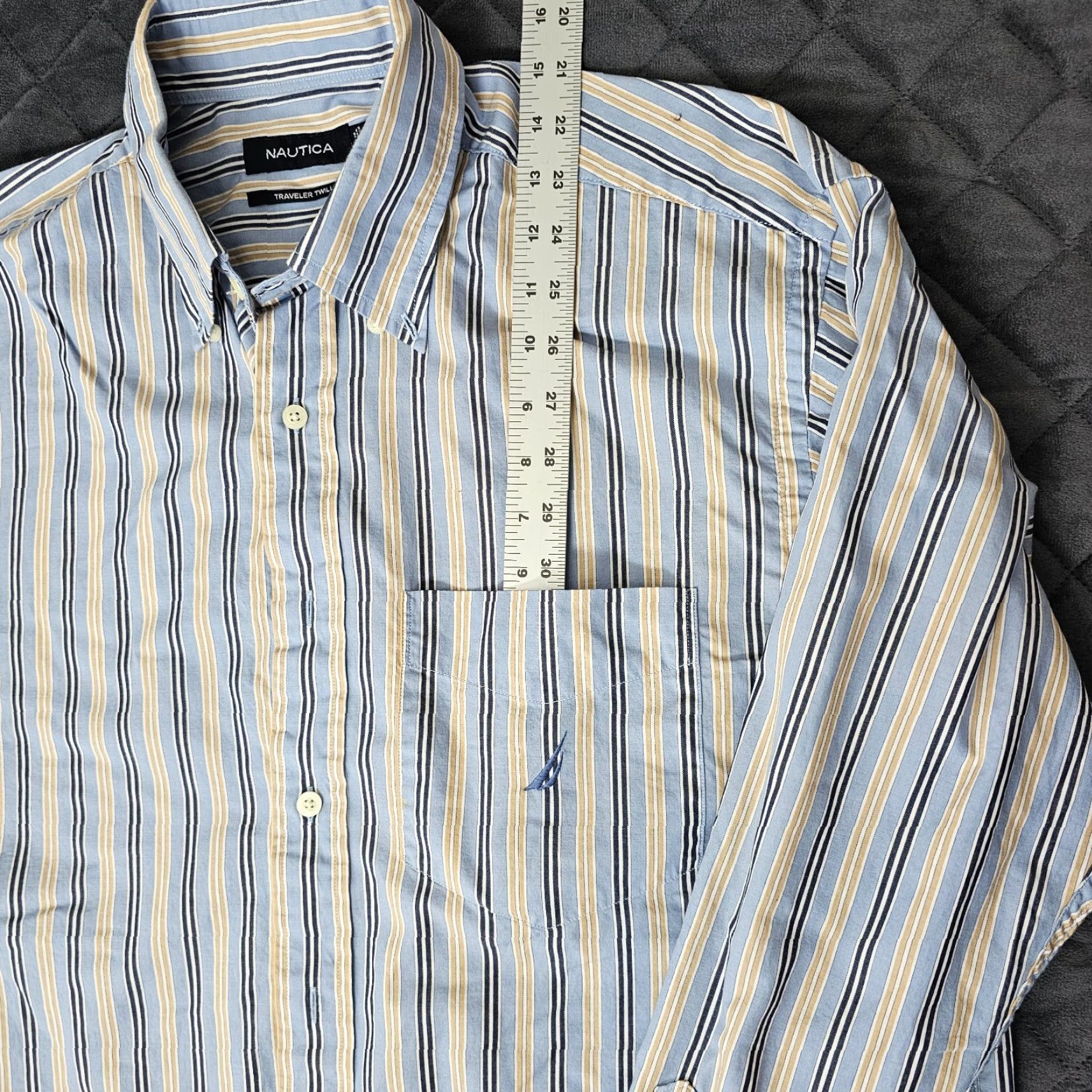 Nautica Nautica Shirt Men Large Blue Stripe Twill Cotton Button-Down Mens Size US L / EU 52-54 / 3 - 4 Thumbnail