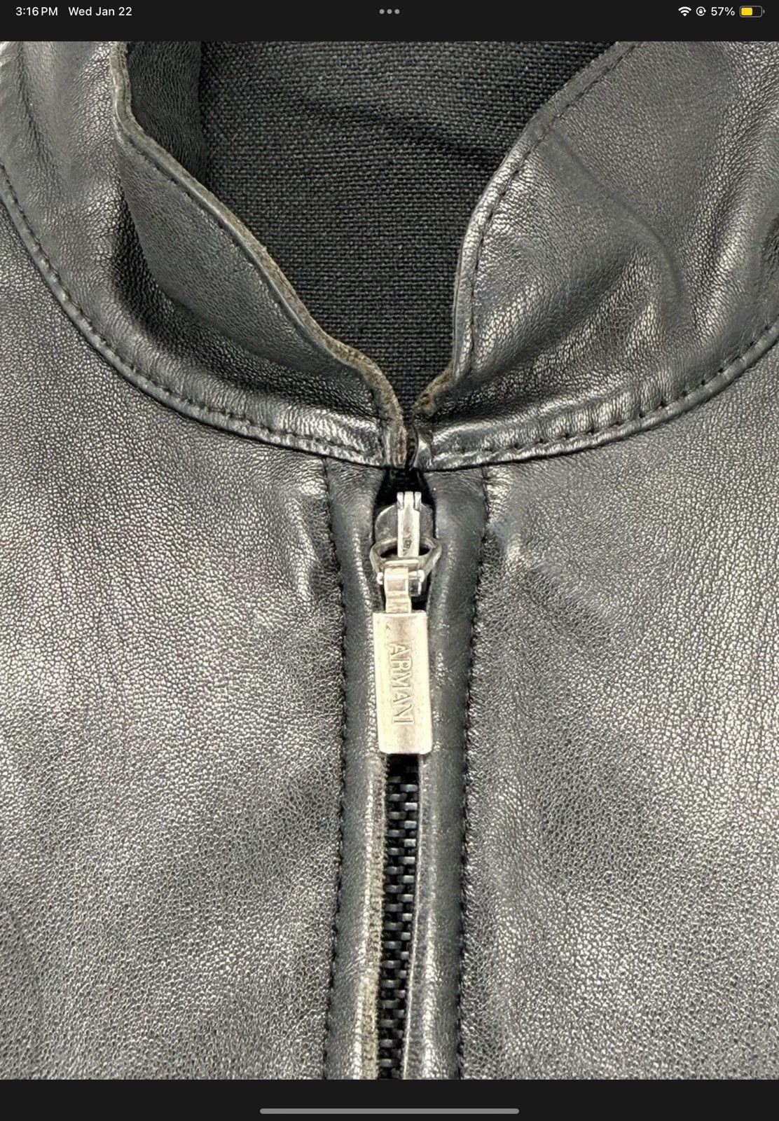 Armani Armani Collezioni Leather Jacket Black Women’s Size 42 Size L / US 10 / IT 46 - 2 Thumbnail