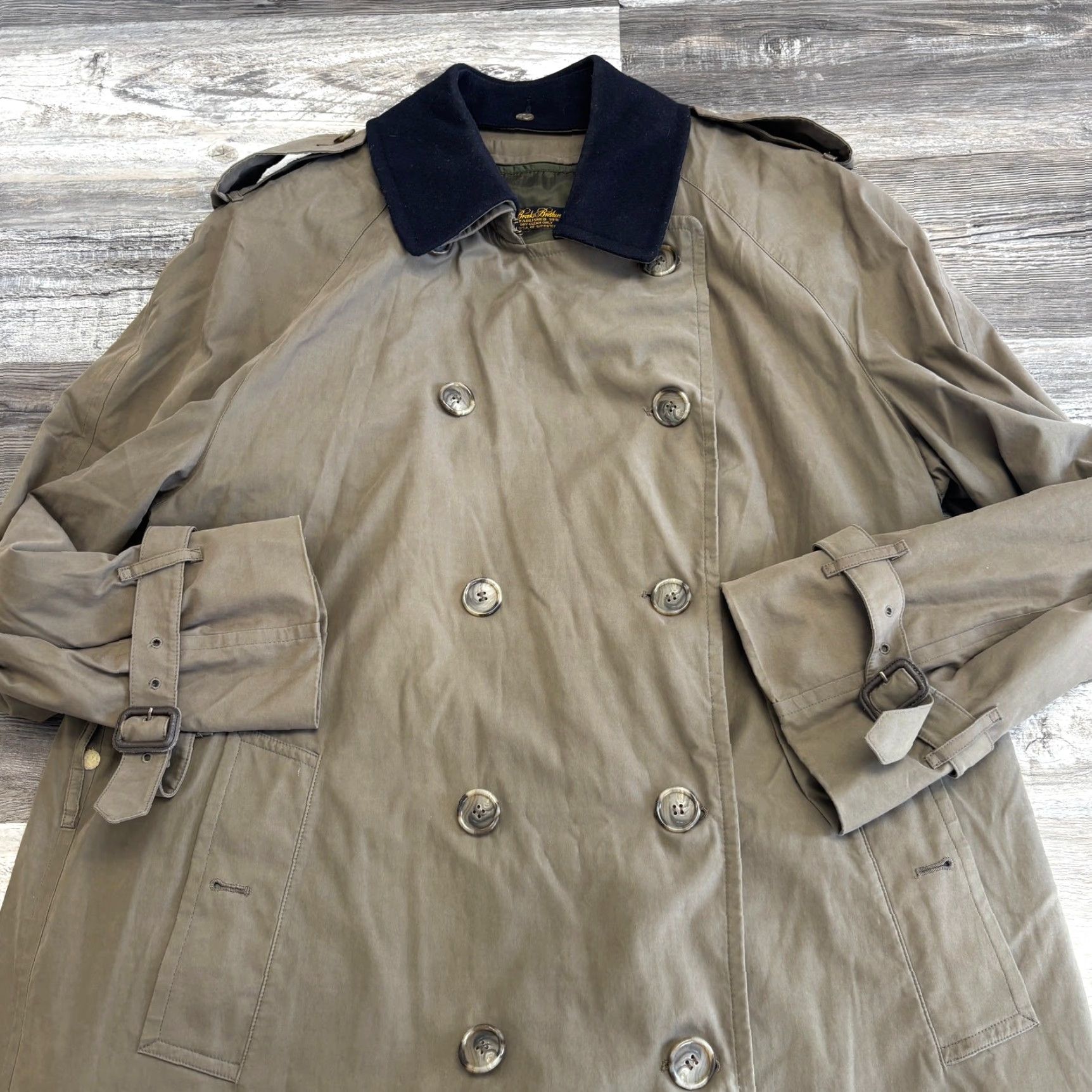 Brooks Brothers Brooks Brothers Green Mens Large Trench Coat Double Breasted Removable Collar Wool Outer Shell Size US L / EU 52-54 / 3 - 2 Thumbnail