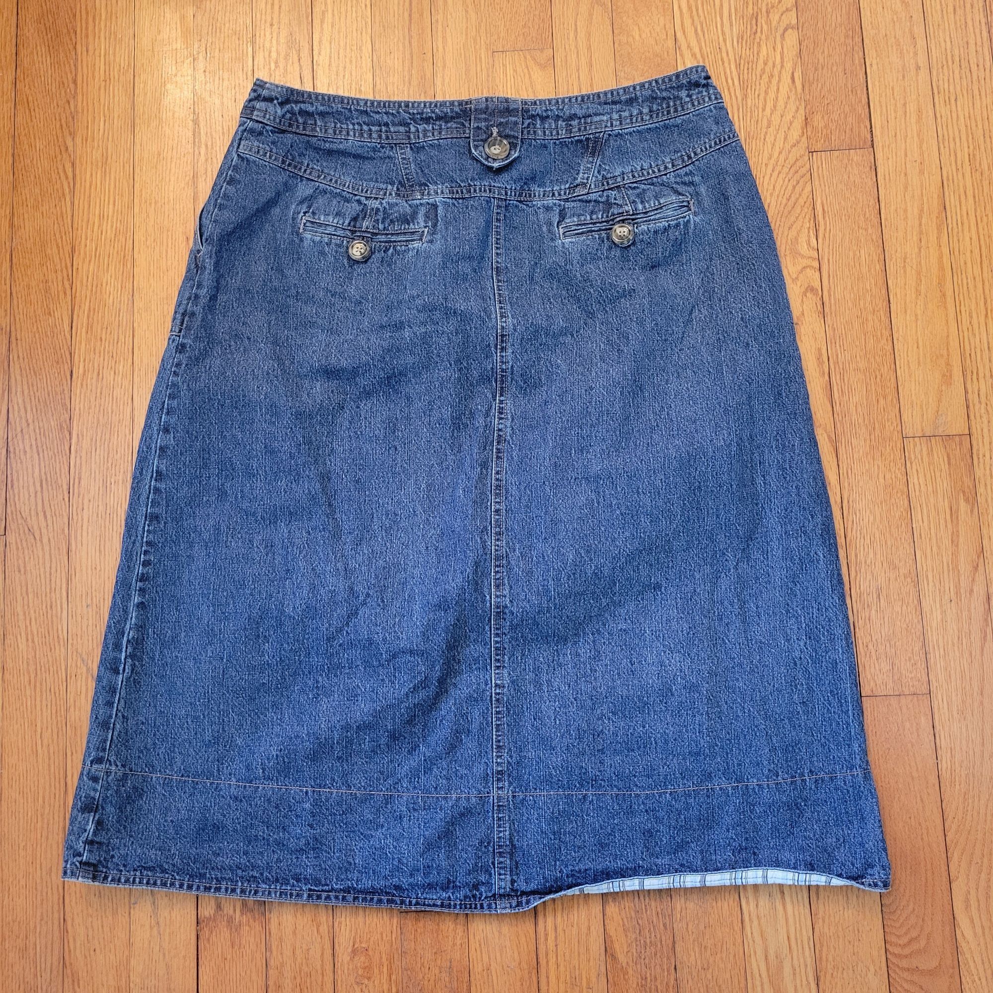 Vintage Kim Rogers 16 Denim A Line Skirt Pockets Blue Jean Modest Ch Size 38" / US 16 / IT 52 - 5 Thumbnail