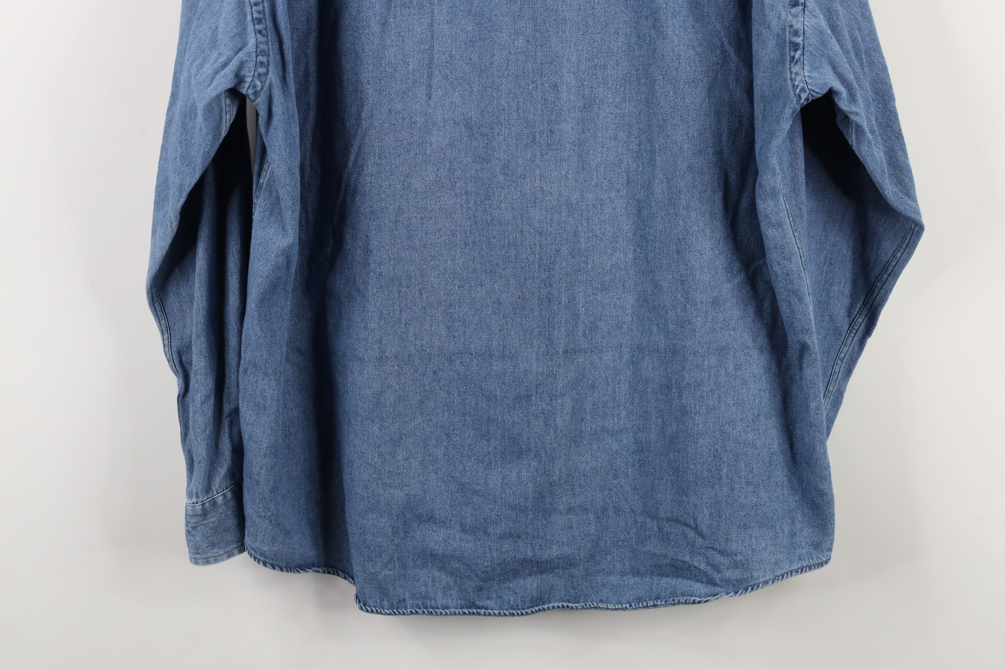 Vintage Vintage 90s Streetwear Collared Denim Jean Button Down Shirt Size US L / EU 52-54 / 3 - 11 Thumbnail