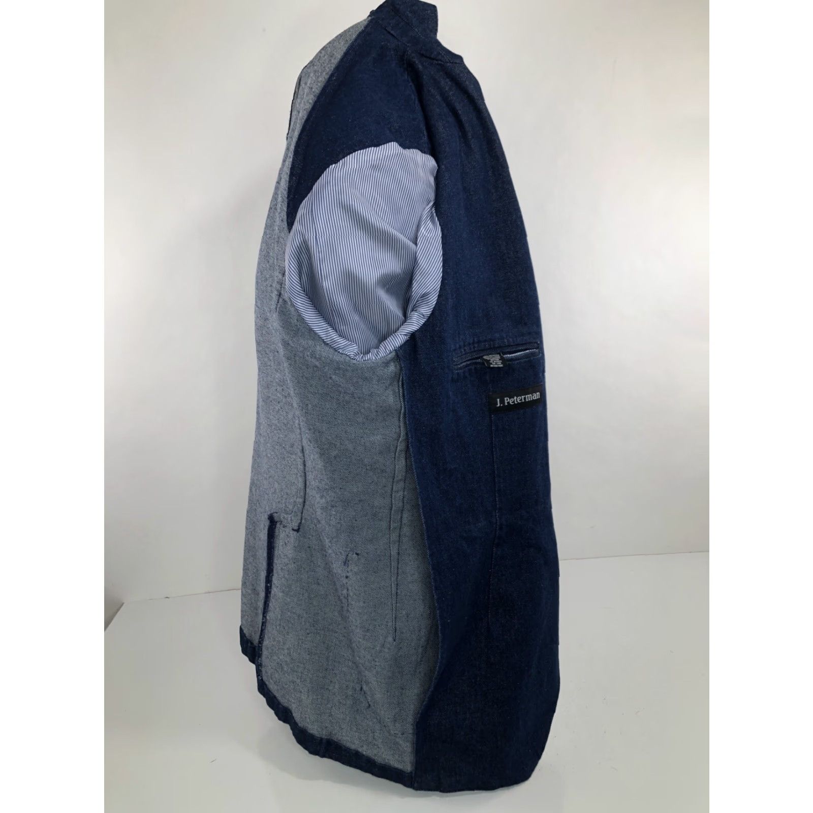Vintage J PETERMAN Blazer - Vintage HEAVY DENIM - 3 Button Mens 42 Blue Cotton Denim Jacket C8 EXCELLENT Size US XS / EU 42 / 0 - 6 Thumbnail