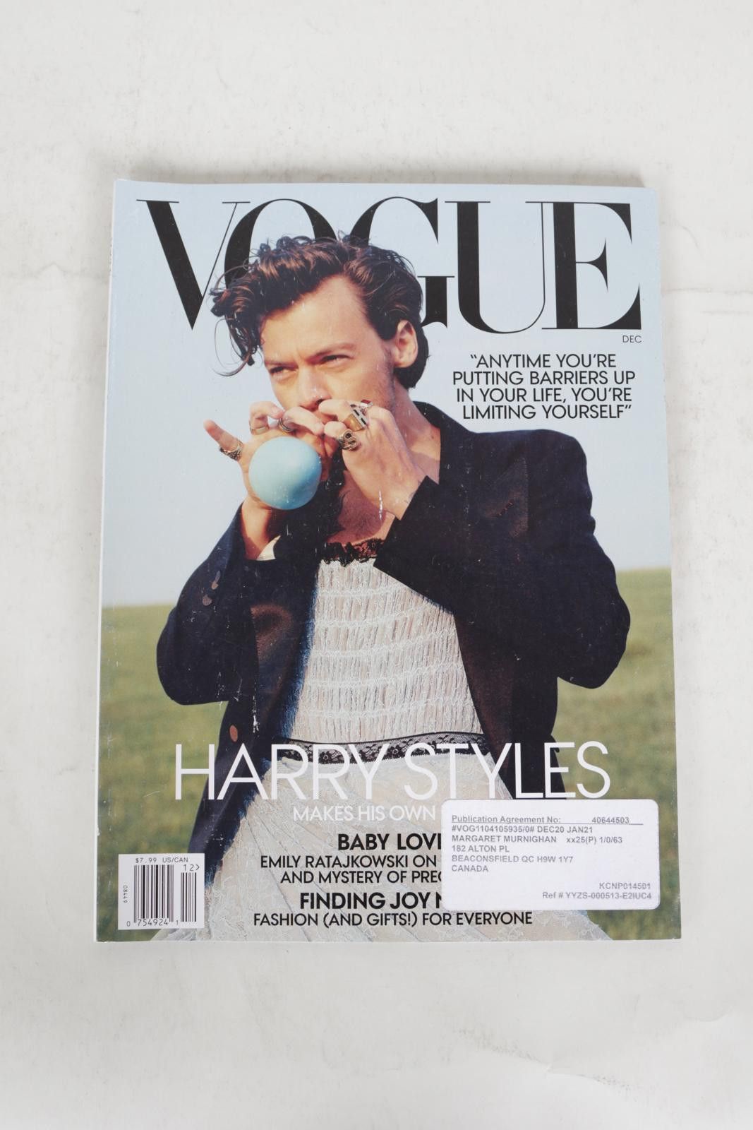Vogue 2020's Vogue December Harry Styles Magazine Size ONE SIZE - 1 Thumbnail