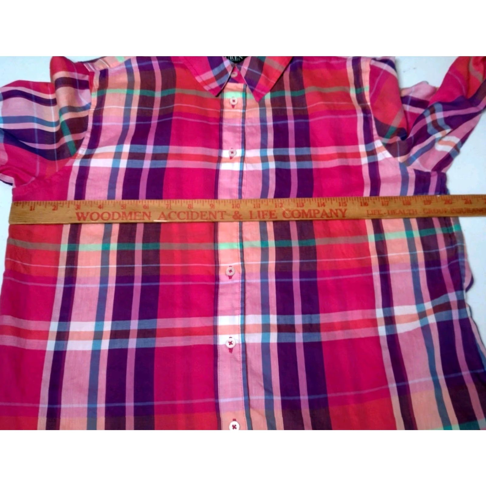 Ralph Lauren Lauren Ralph Lauren Blouse Shirt Women M Roll Tab Sleeve Purple Plaid Size M / US 6-8 / IT 42-44 - 5 Thumbnail