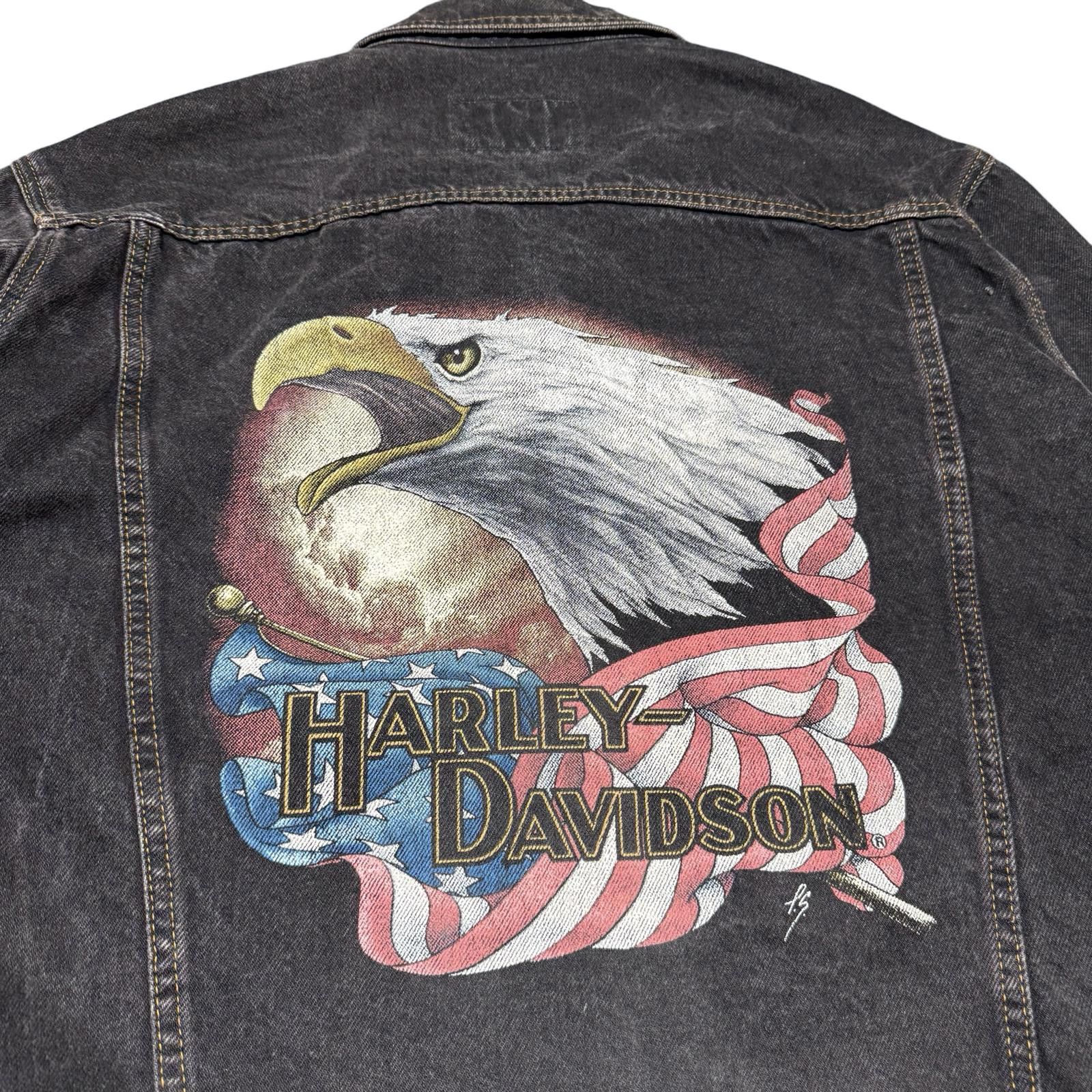 Harley Davidson Vintage Harley-Davidson Motorcycles Eagle Dark Denim Jacket Size US L / EU 52-54 / 3 - 3 Thumbnail