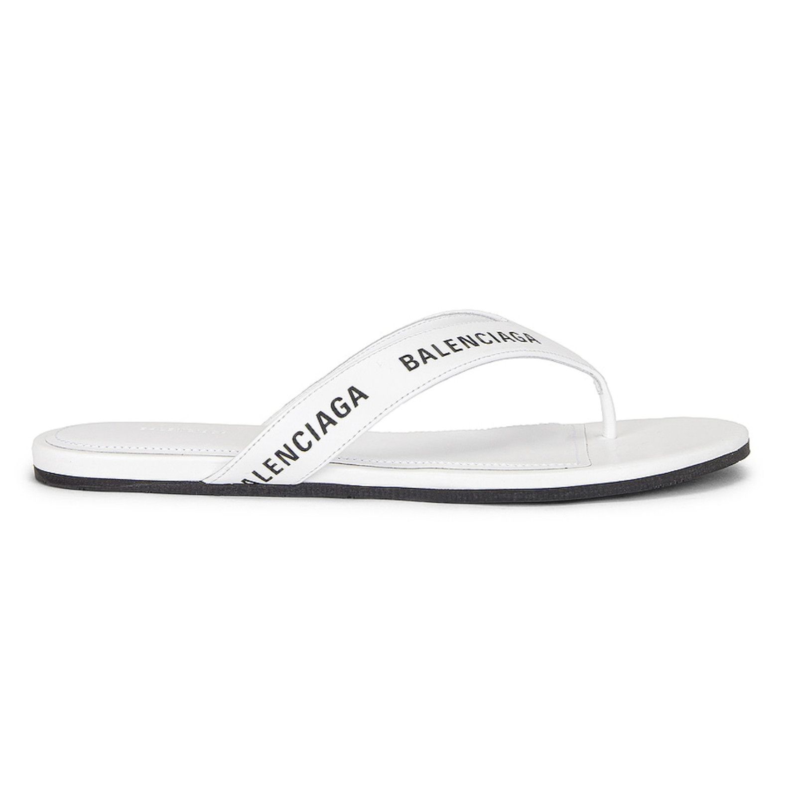 Balenciaga Balenciaga White Black Leather Logo Thong Slide Slip Sandal Size US 8.5 / IT 38.5 - 1 Thumbnail