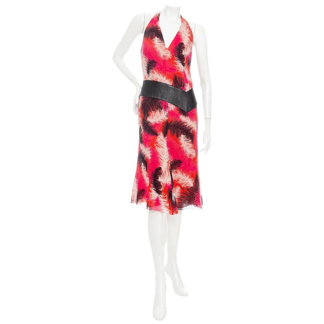 Versace Vintage Gianni Versace Feather Print Halter Dress 2001 | Grailed