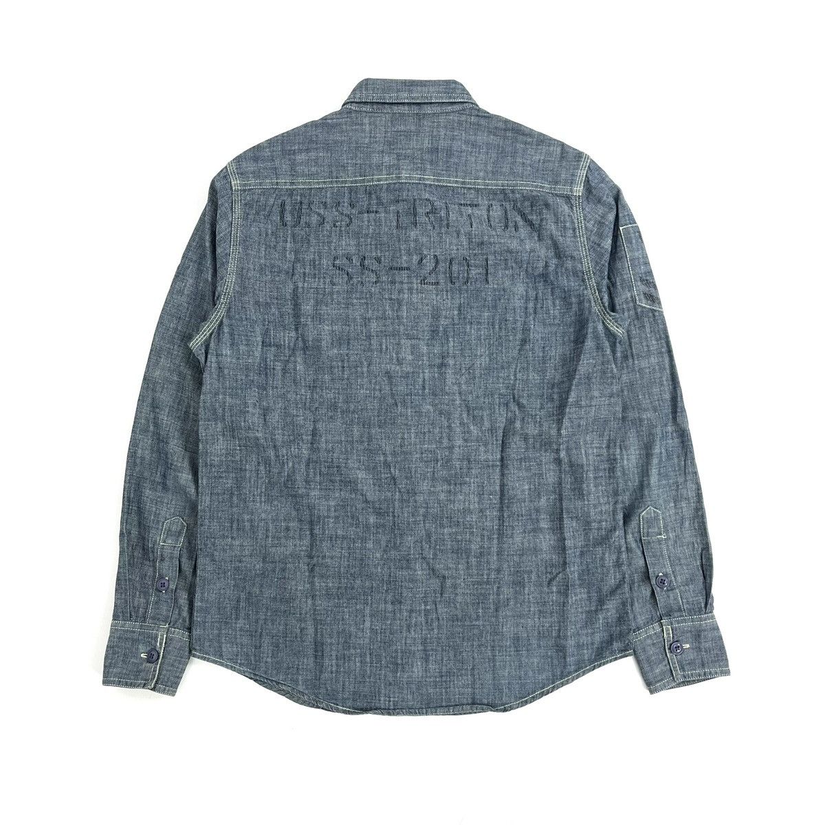 Japanese Brand Vintage Houston Military USN Chambray Pocket Denim Shirt Size US M / EU 48-50 / 2 - 13 Thumbnail
