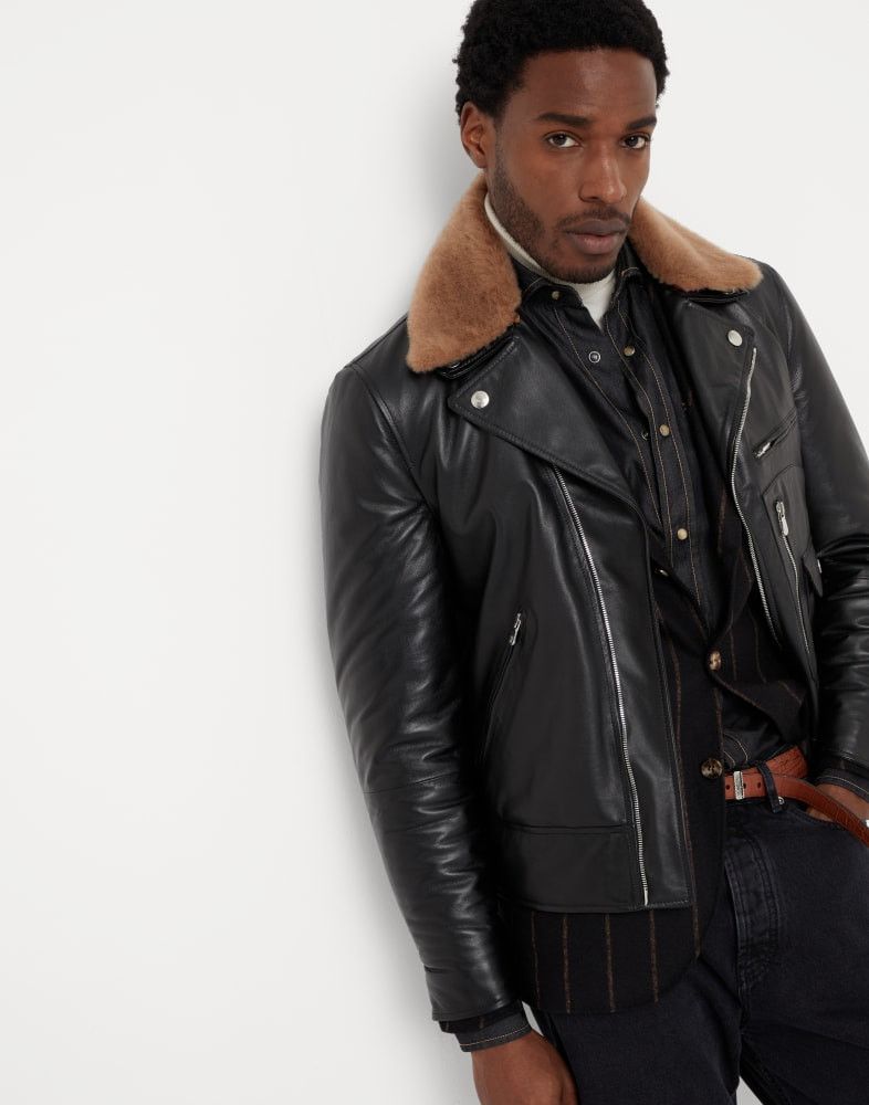 Brunello Cucinelli o1w1db10825 Padded Leather Jacket in Black Size US M / EU 48-50 / 2 - 3 Thumbnail