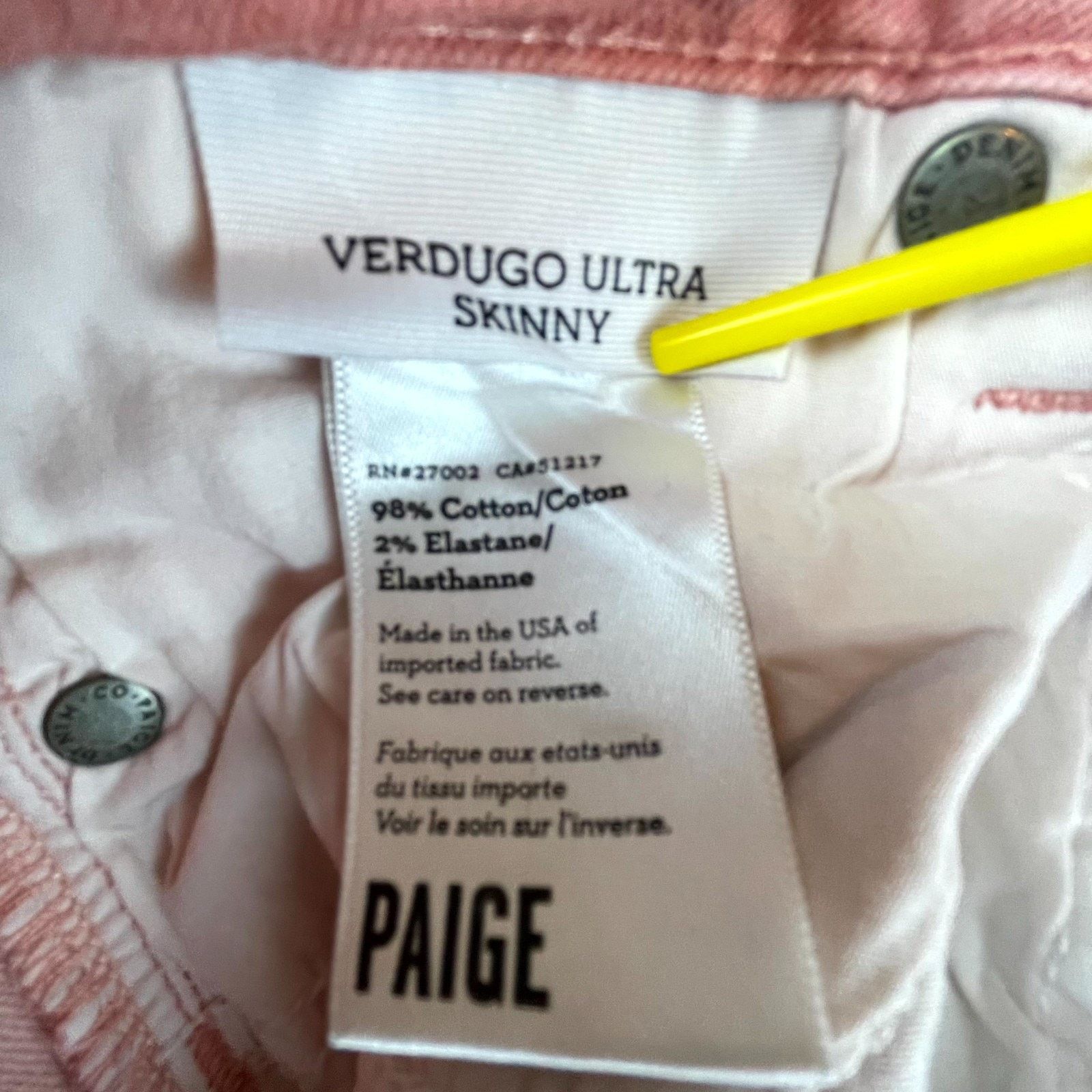 Paige Paige Jeans Womens 25 Pink Verdugo Ultra Skinny Pastel Size 25" / US 0 / IT 36 - 8 Thumbnail