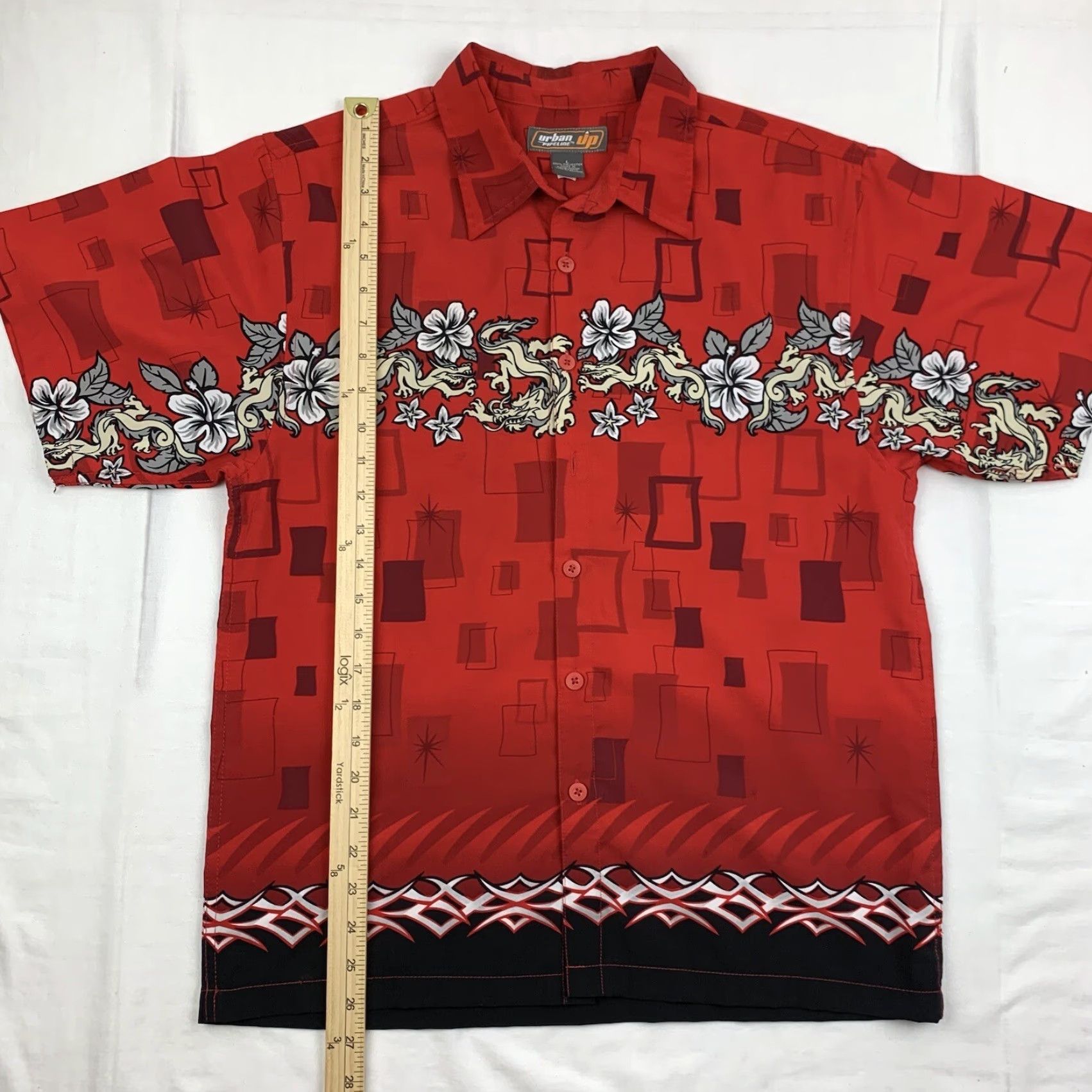 Vintage VINTAGE Urban Pipeline Button Up Shirt Adult Large Red Dragon Tribal Grunge Y2K Men Size US L / EU 52-54 / 3 - 6 Thumbnail