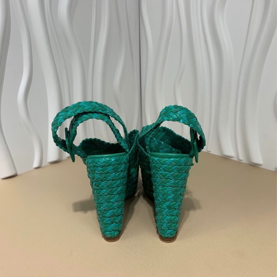 Hermes Hermès Green Woven Lace-Up Sandals Wedges Size 36 New Full S Size US 6 / IT 36 - 4 Thumbnail
