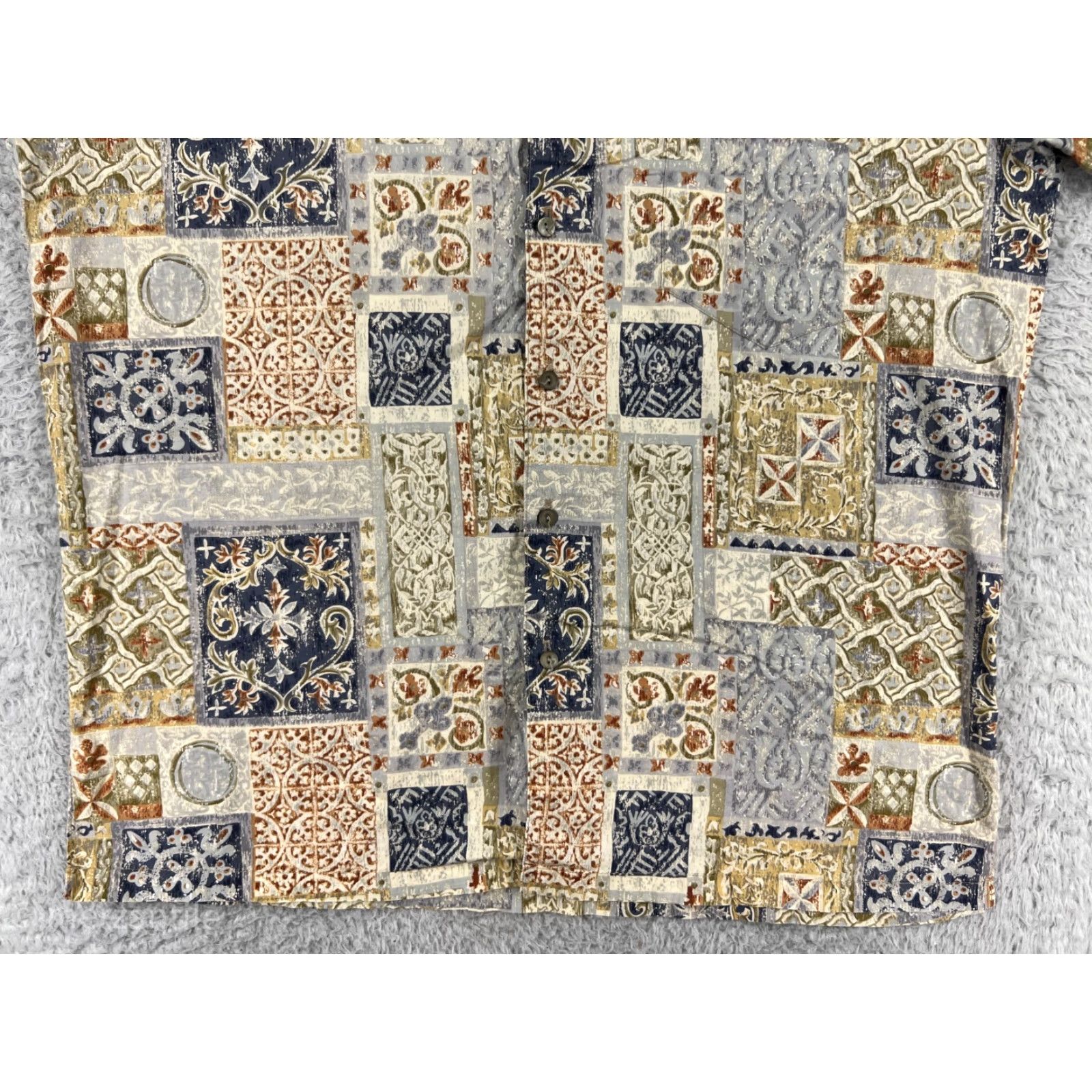 Tori Richard Tori Richard Shirt Mens Large Beige Quilt Pattern Button Up Hawaiian Cotton Lawn Size US L / EU 52-54 / 3 - 5 Thumbnail