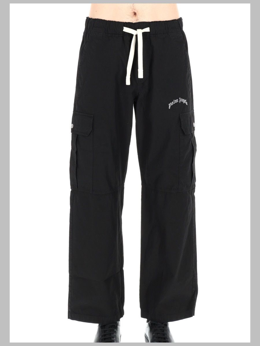 Palm Angels PALM ANGELS PANTALONE CARGO "CURVED LOGO" - BLACK (IT 46) Size US 30 / EU 46 - 1 Thumbnail