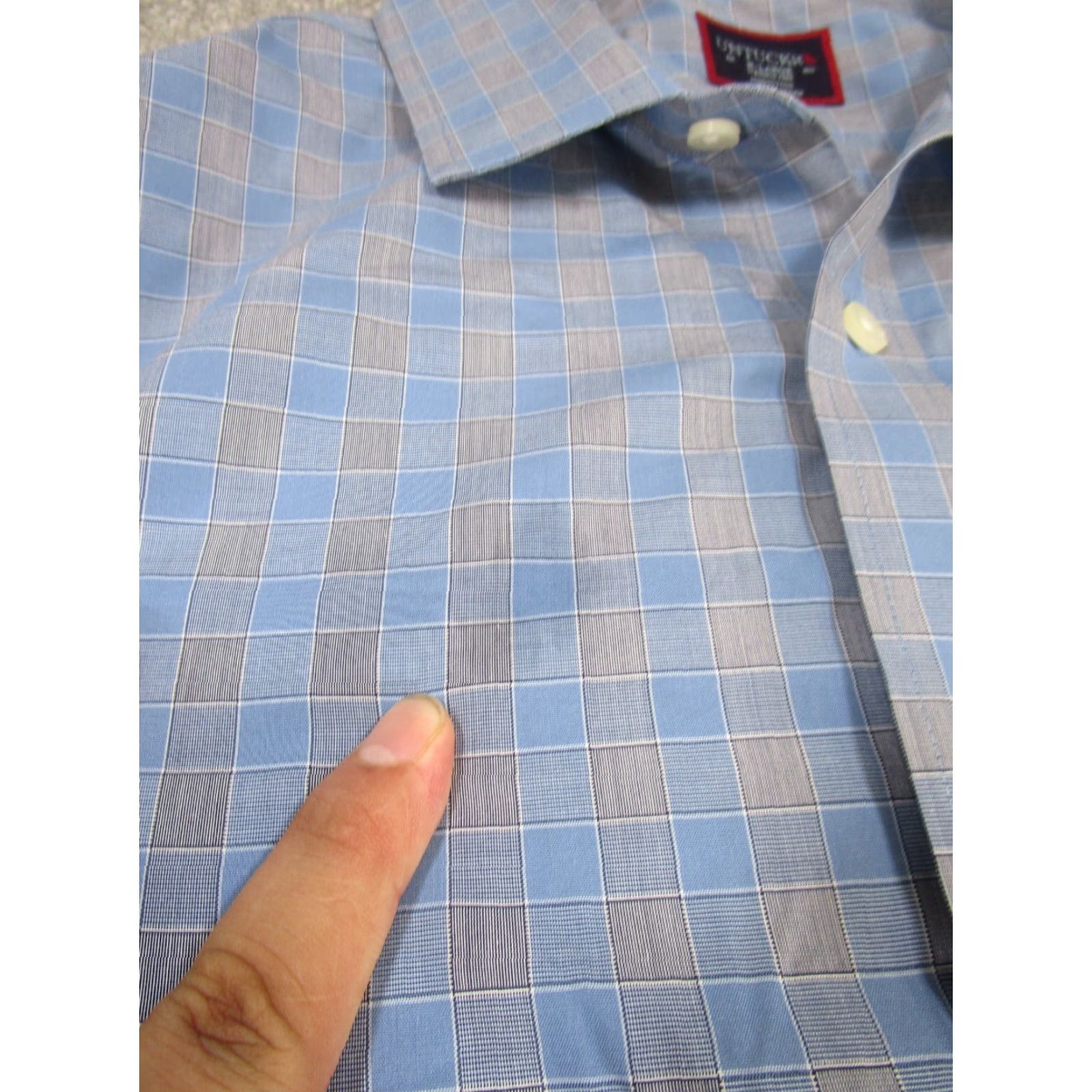 UNTUCKit VINTAGE UNTUCKit Shirt Mens XL Blue Cotton Long Sleeve Button Up Stain (Check) Size US XL / EU 56 / 4 - 3 Thumbnail
