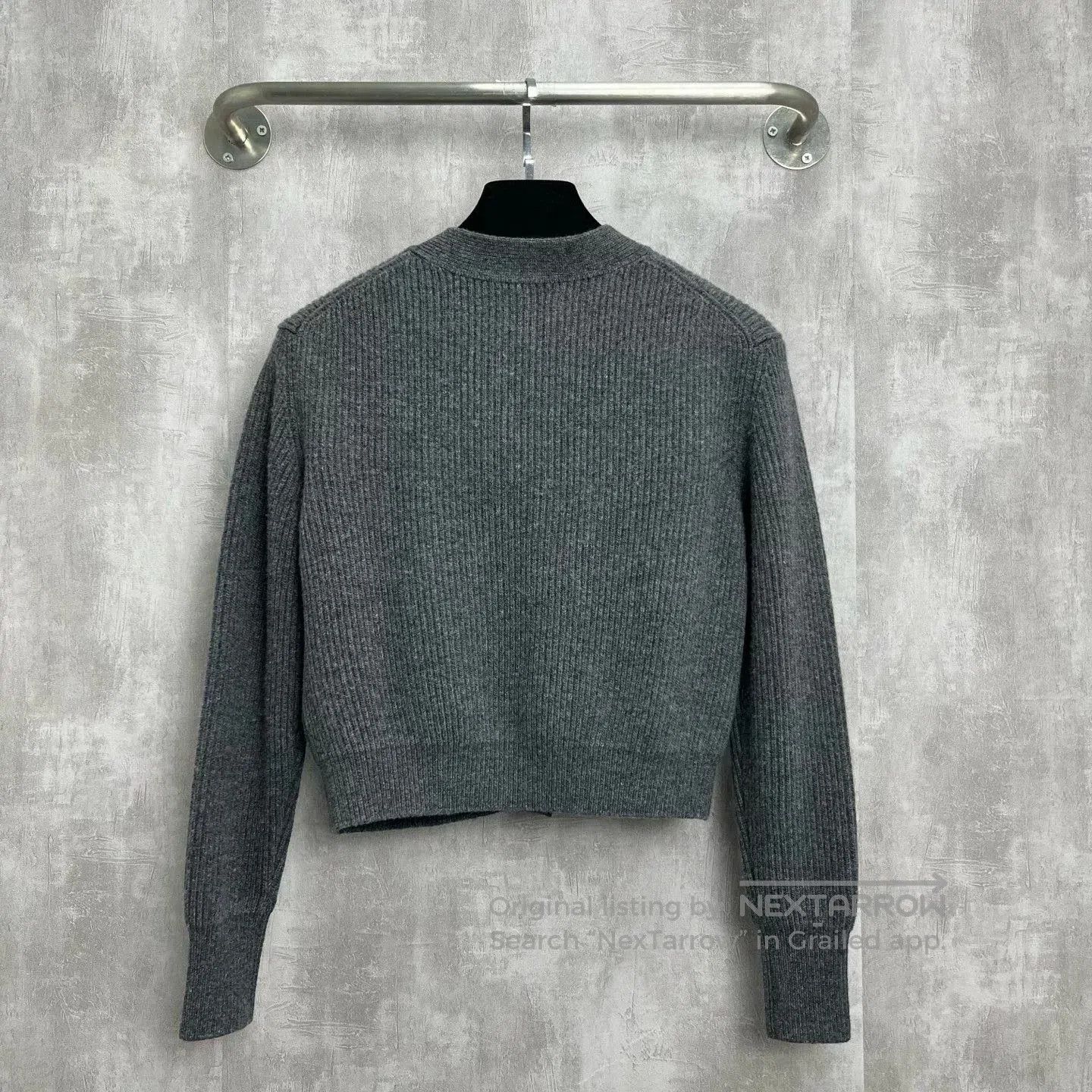 WE11DONE Welldone Gray Embroidered Logo Cardigan. Size S / US 4 / IT 40 - 3 Thumbnail
