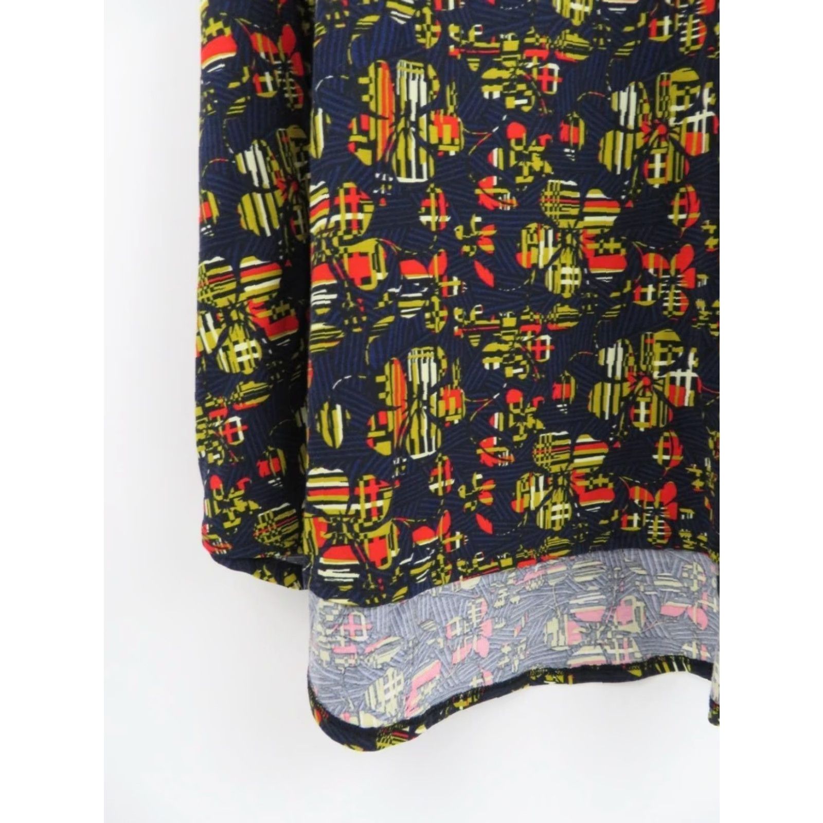Vintage LuLaRoe Carly Dress 2XS Womens Floral Swing Dress Knee Length Black Purple Yellow Unicorn Stripe Size XXS / US 00 / IT 34 - 3 Thumbnail