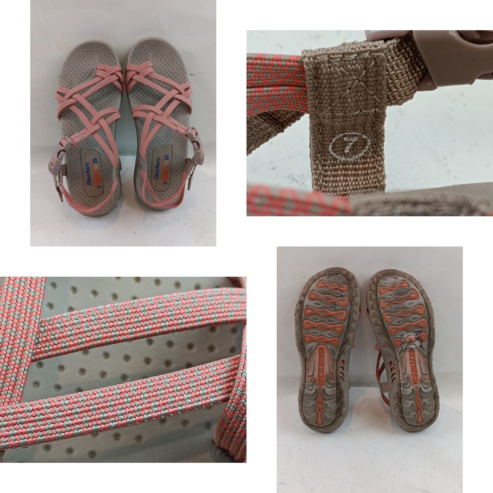 SKECHERS Skechers Reggae Irie Mon Sandals Woman’s Size 7 Taupe Coral Backstrap Geometric Clip Wedge Size US 7 / IT 37 - 11 Thumbnail