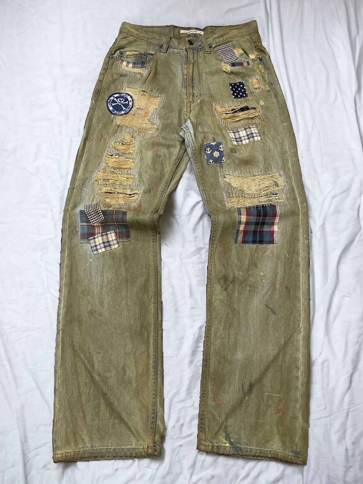 Japanese Brand × Junya Watanabe Junya Watanabe Style Patch Work Mud Wash Trompel’oiel Jeans Size US 30 / EU 46 - 1 Thumbnail