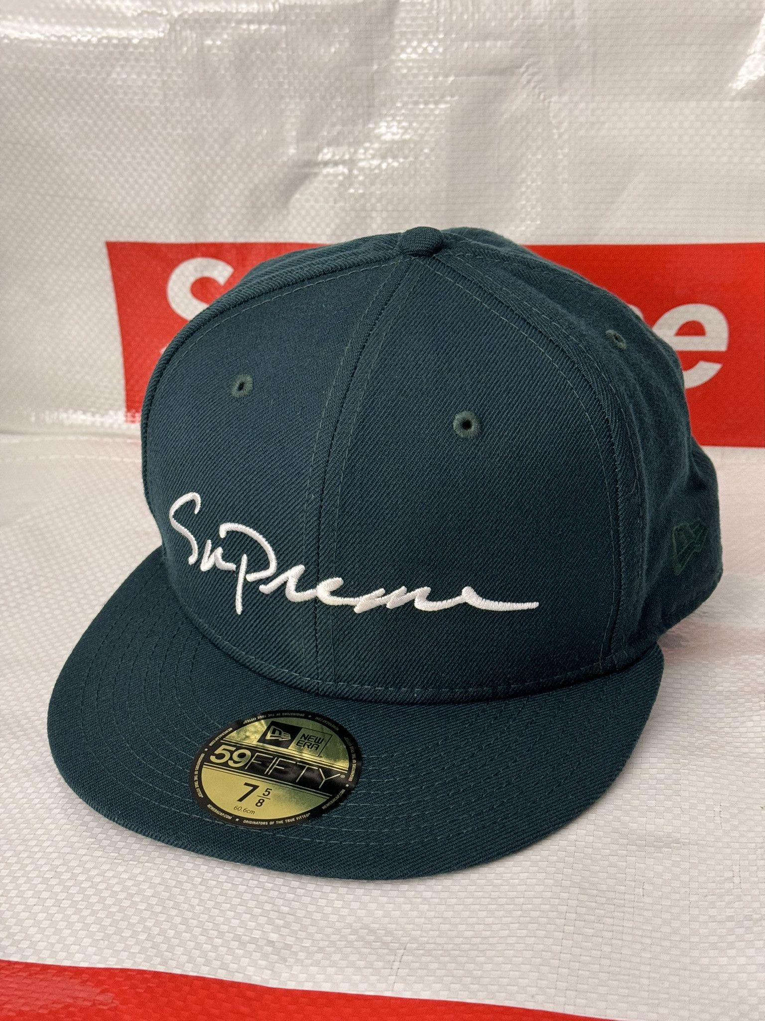 Supreme Supreme Classic Script New Era Cap Green hat 7 5/8 | Grailed