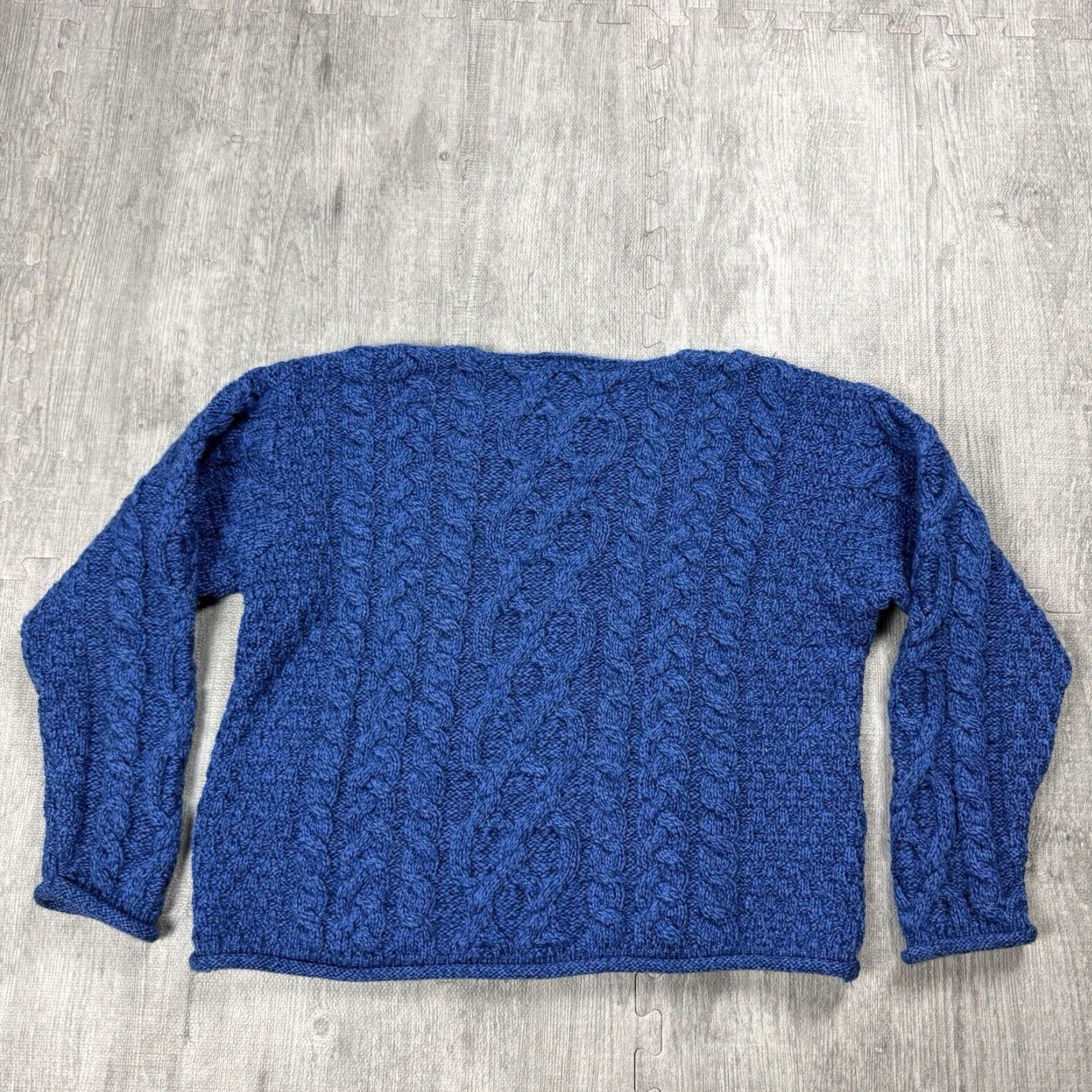 Vintage CARRAIG DONN Wool Sweater Cardigan Cable Knit Blue Women Size M Classic Ireland Size M / US 6-8 / IT 42-44 - 6 Thumbnail