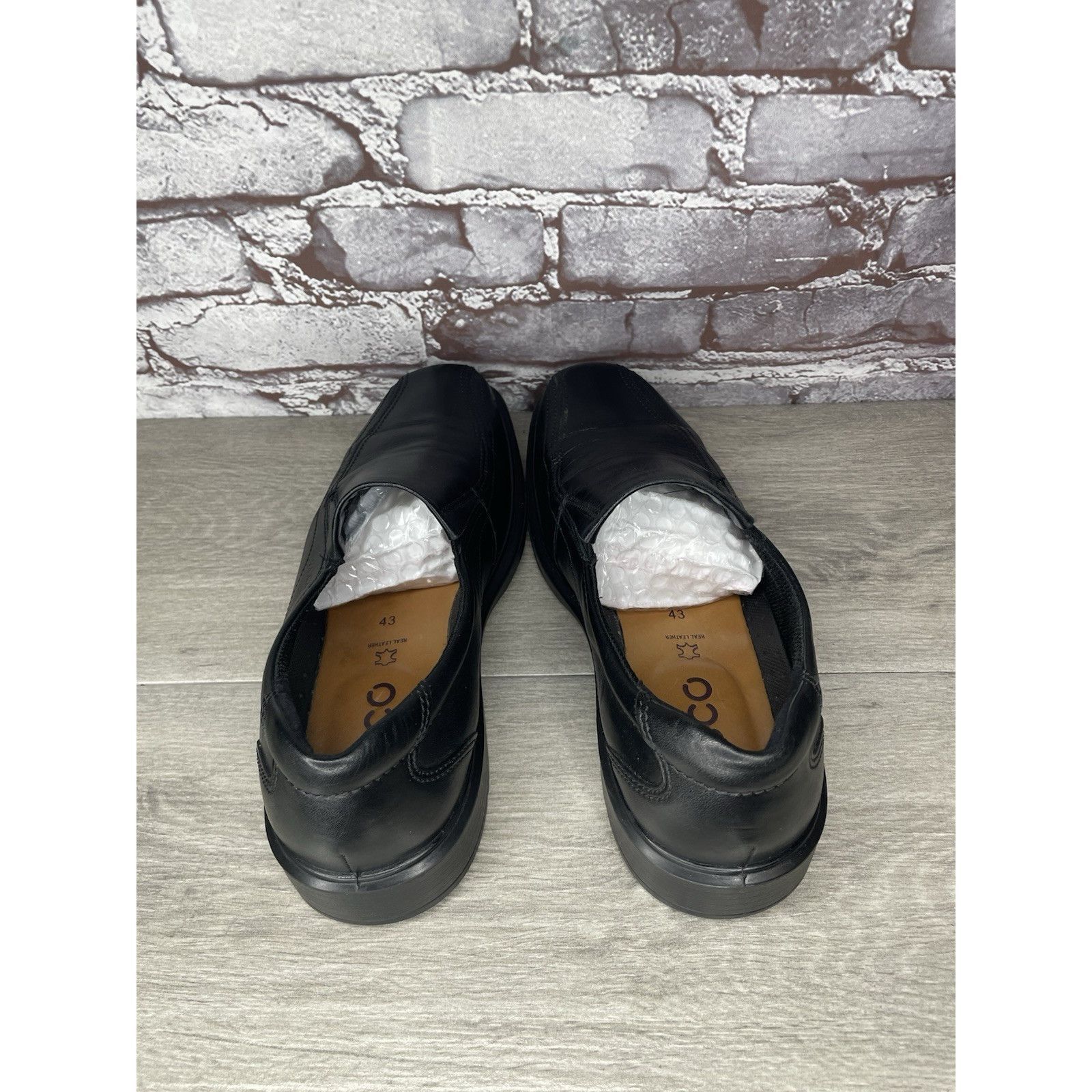 Ecco Ecco Black Leather Apron Toe Slip On Casual Loafers Shoes Me Size US 10 / EU 43 - 5 Thumbnail