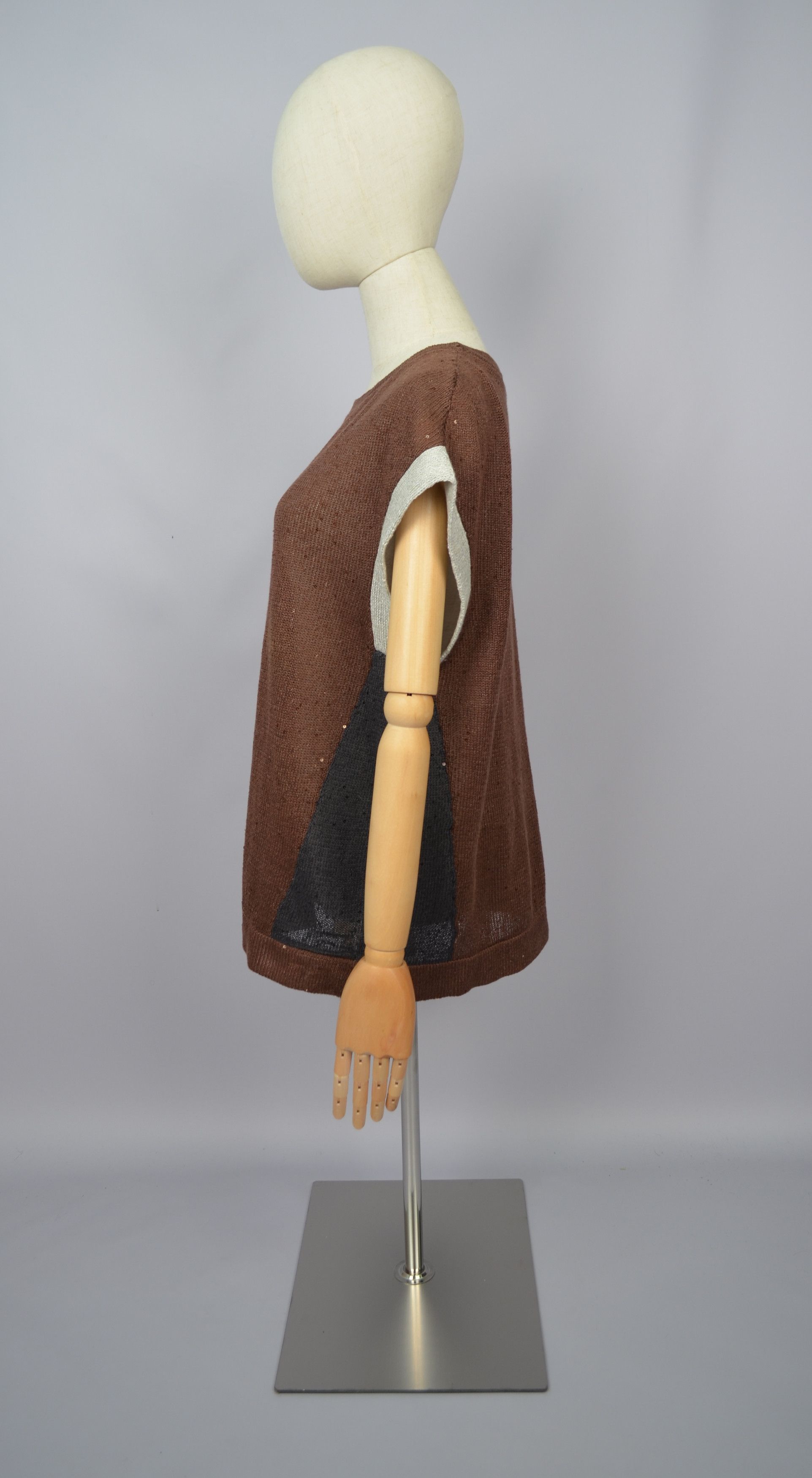 Brunello Cucinelli × Designer Brunello Cucinelli Sequin Linen\Silk Brown Grey Sleeveless Size XXL / US 16-18 / IT 52-54 - 8 Thumbnail