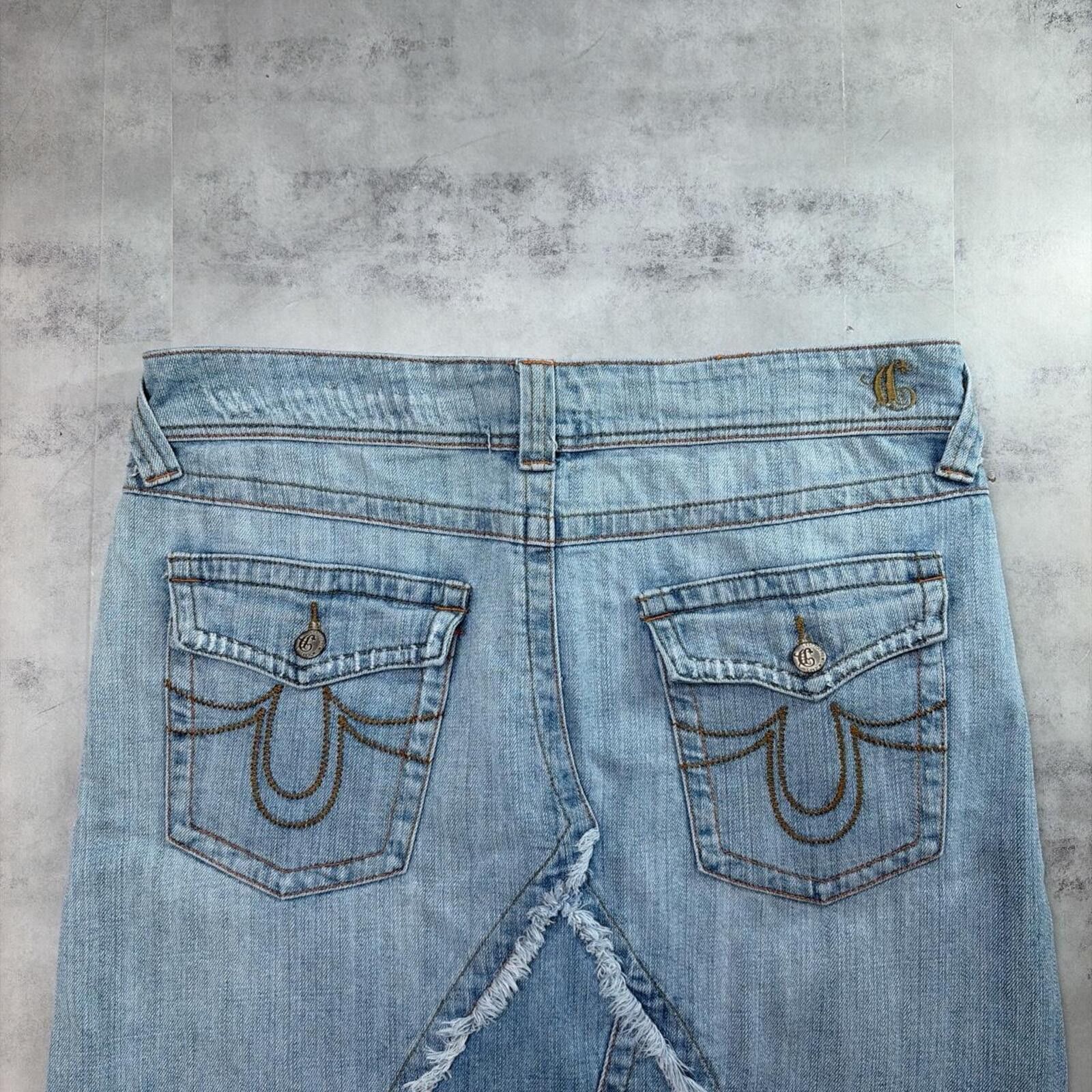 Other Y2K Light Wash C’est Toi Grunge Gothic Denim Skirt Size 36" / US 14 / IT 50 - 3 Thumbnail