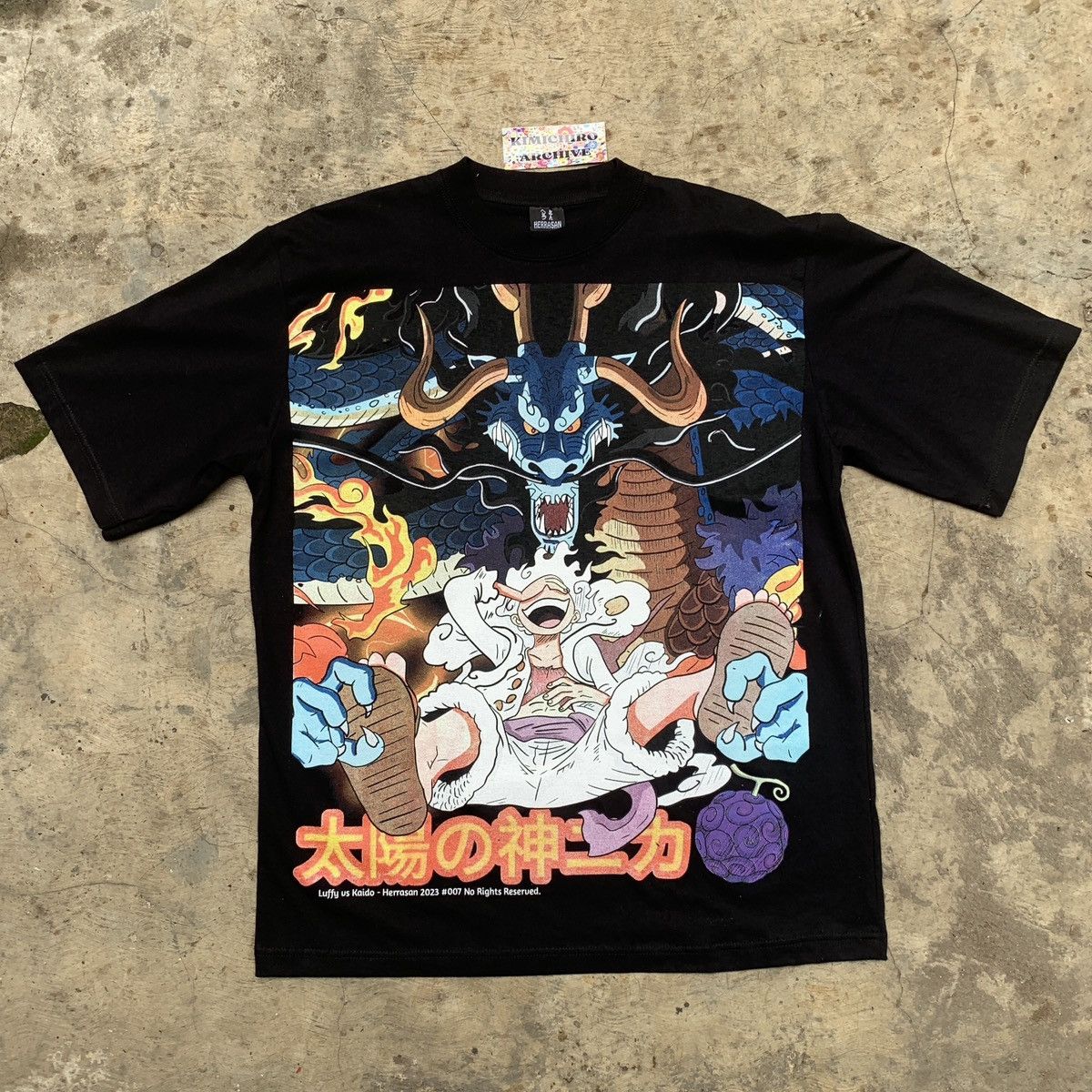 image of Anima x One Piece Onepiece X Luffy Gear 5 Vs Kaido X Sun God Nika X Fan Bbootl in Black (Size XL)