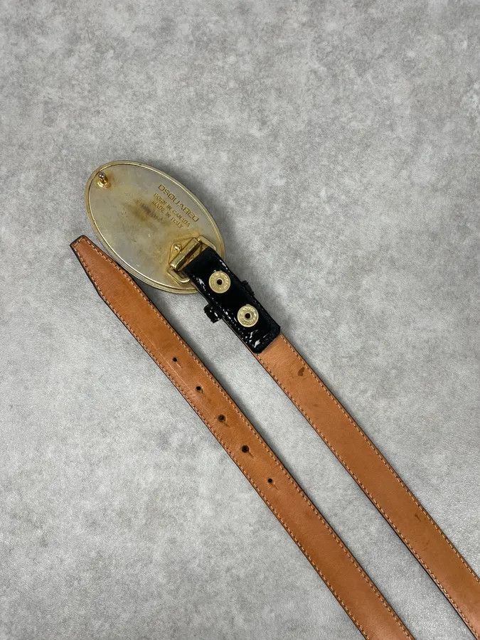 Dsquared2 Dsquared2 Black Leather Golden Globe Belt Size ONE SIZE - 4 Thumbnail