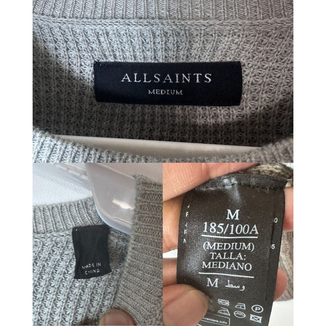 Allsaints AllSaints Aspen Waffle Texture Crew Neck Ramskull Sweater Size US M / EU 48-50 / 2 - 6 Thumbnail