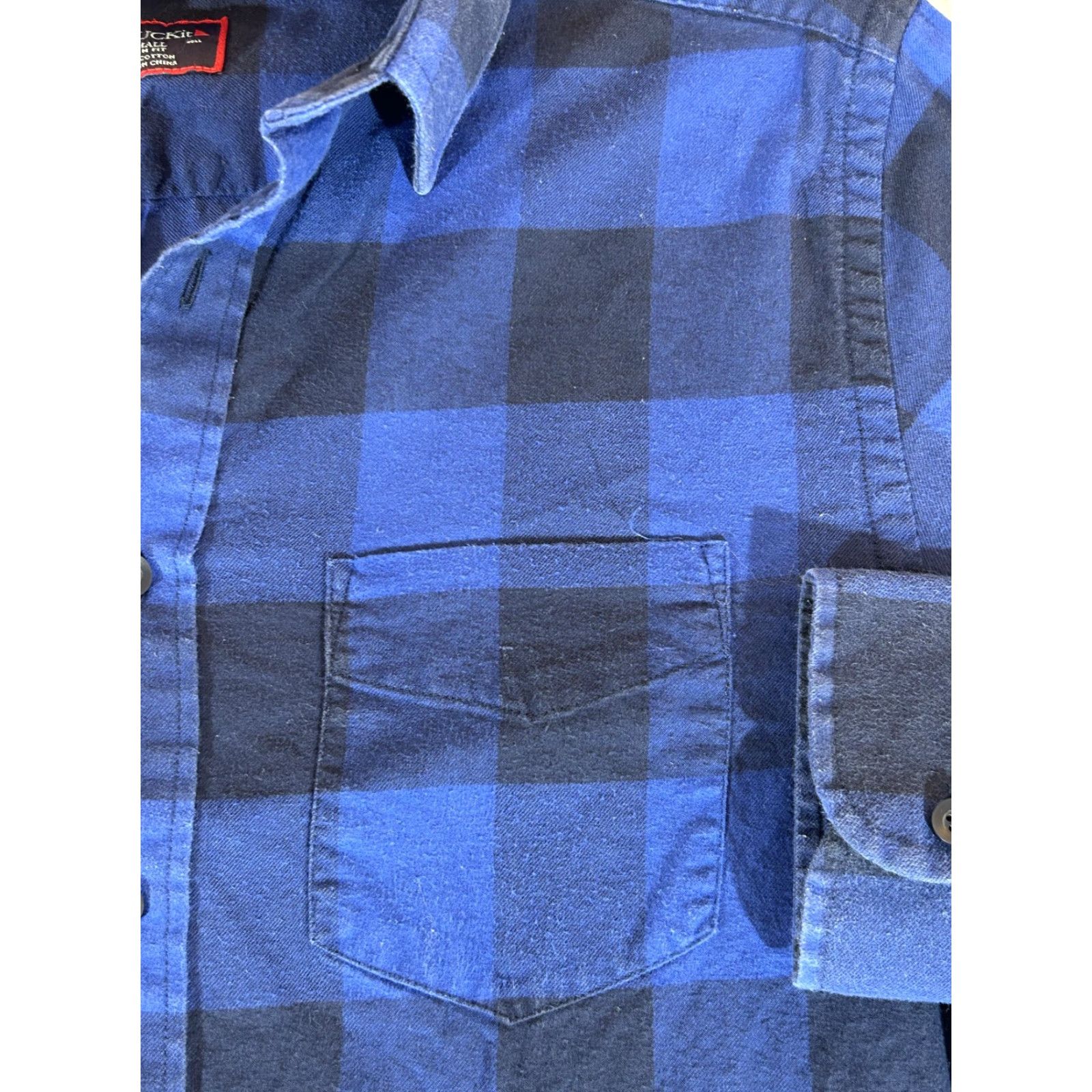 UNTUCKit UNTUCKit Shirt Mens Small Blue Buffalo Plaid Flannel Button Long Sleeve Slim Fit Size US S / EU 44-46 / 1 - 2 Thumbnail