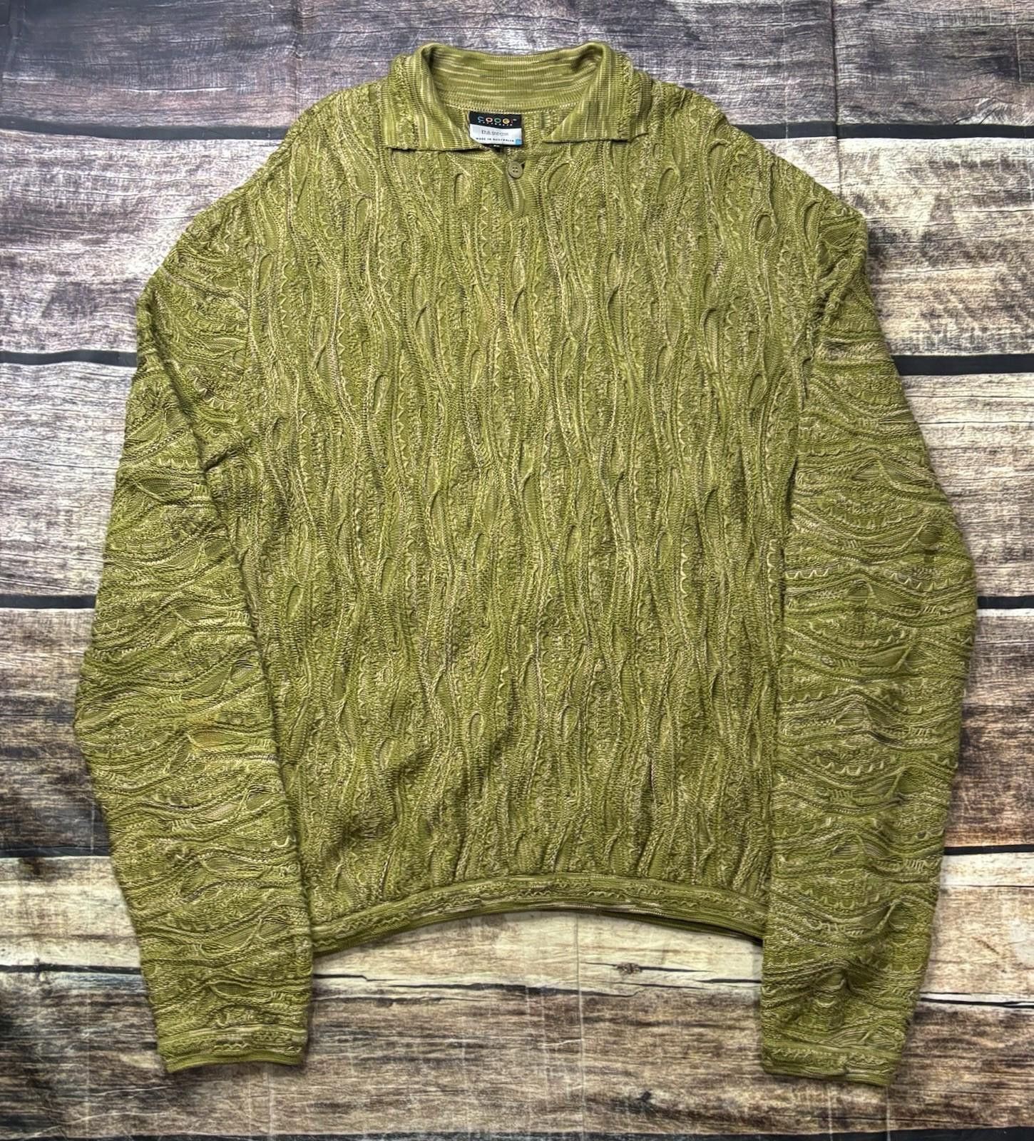Coogi Basics Polo Sweater Mens XL 3D Knit Mercerised Cotton