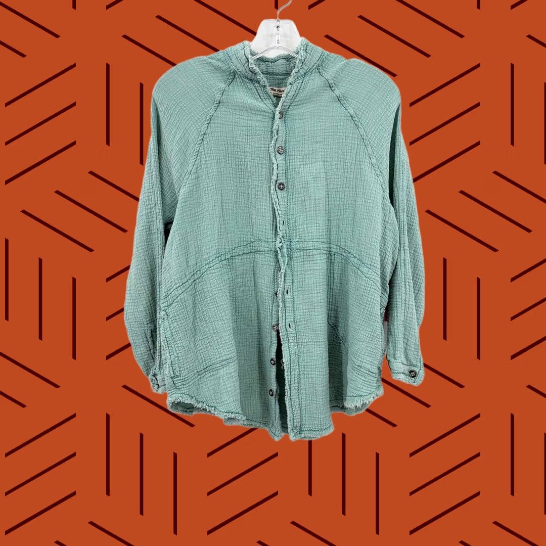 Free People Free People Blue Button Down Shirt Size XS Size XS / US 0-2 / IT 36-38 - 1 Thumbnail