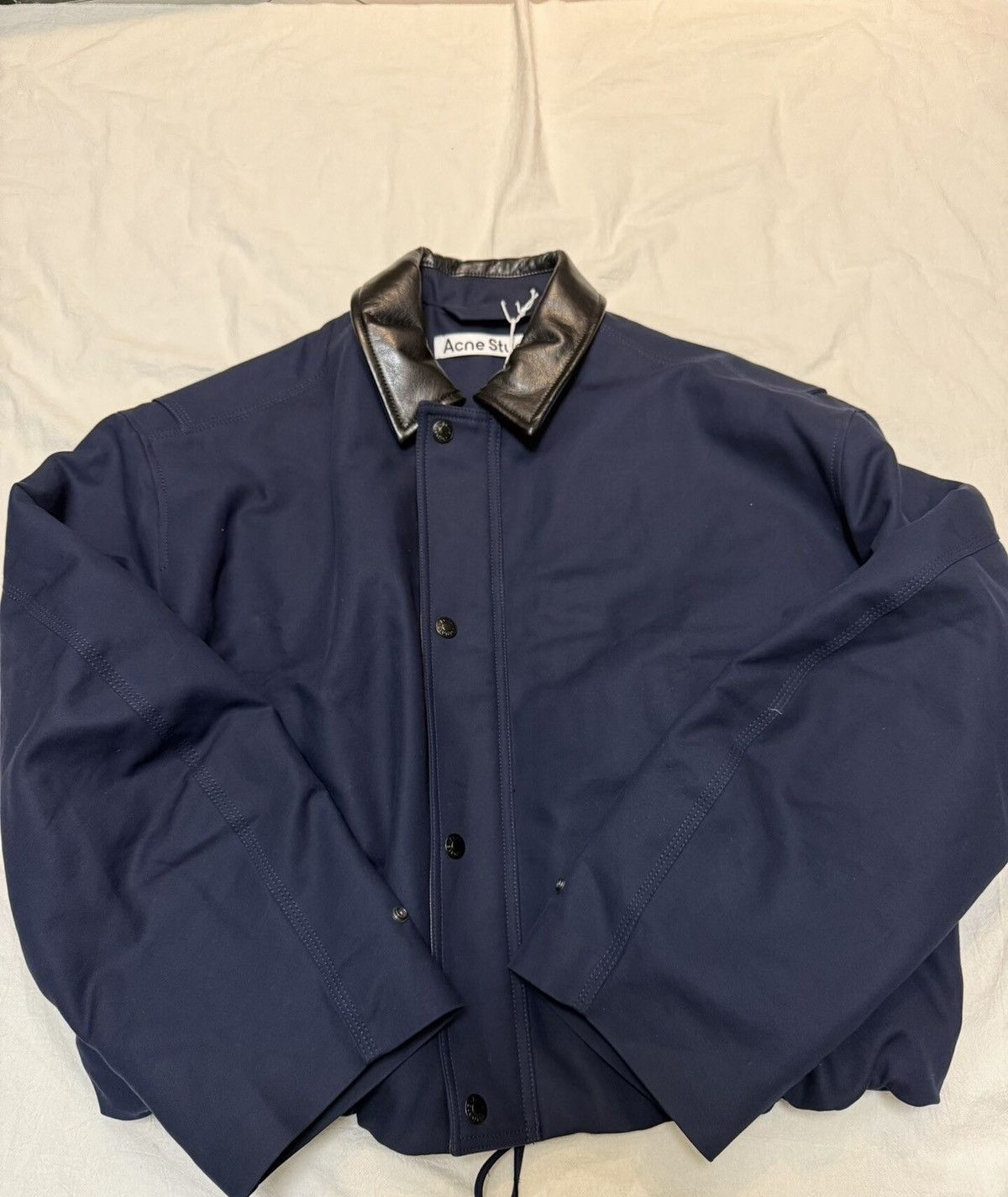 Acne Studios Acne Studios 25FW Dark Blue Leather Collar Bomber Jacket Size US M / EU 48-50 / 2 - 1 Thumbnail