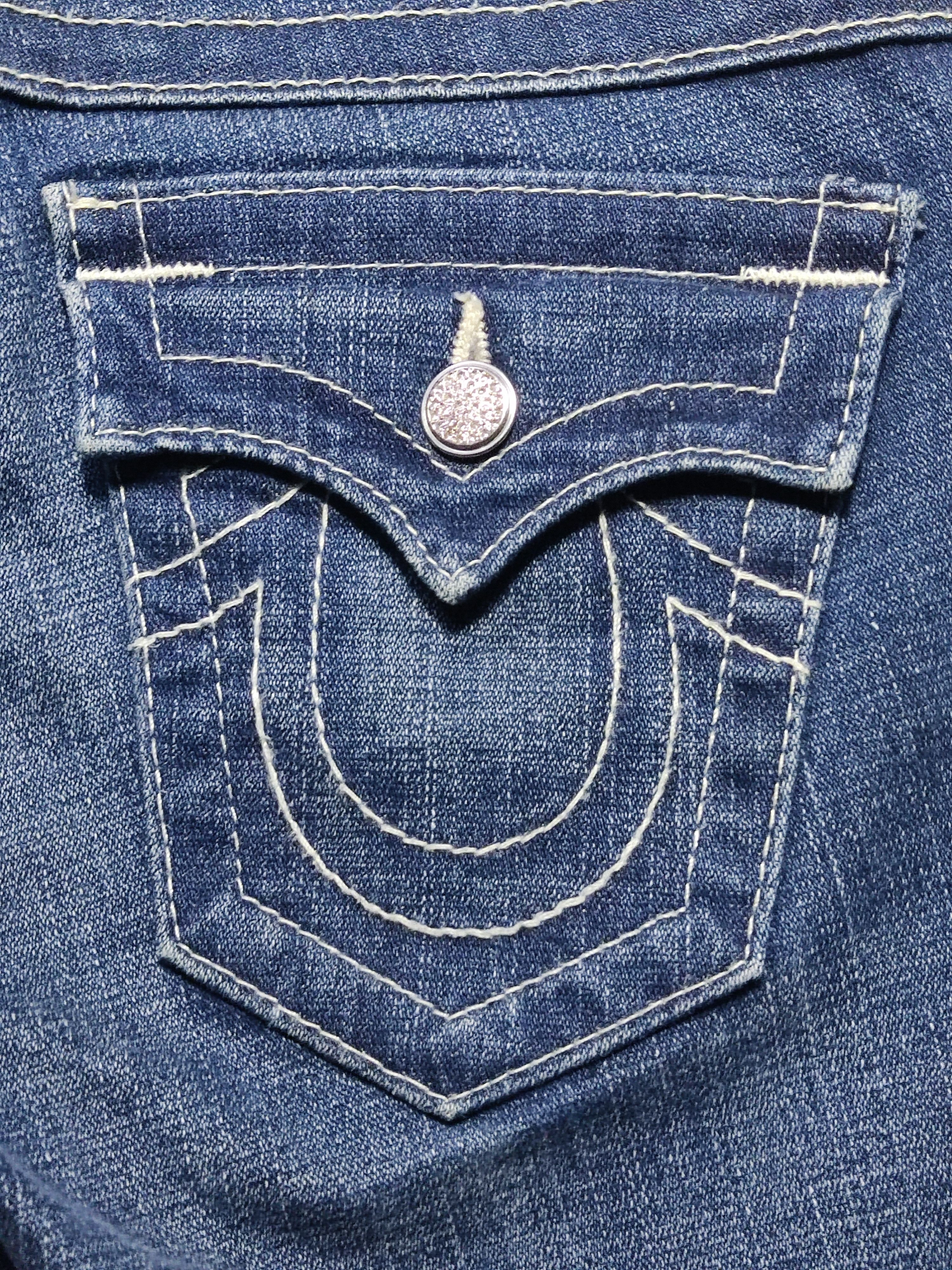 True Religion Y2K True Religion Lily Low Rise 3/4 Jeans Crystal Button Size 29" - 8 Thumbnail