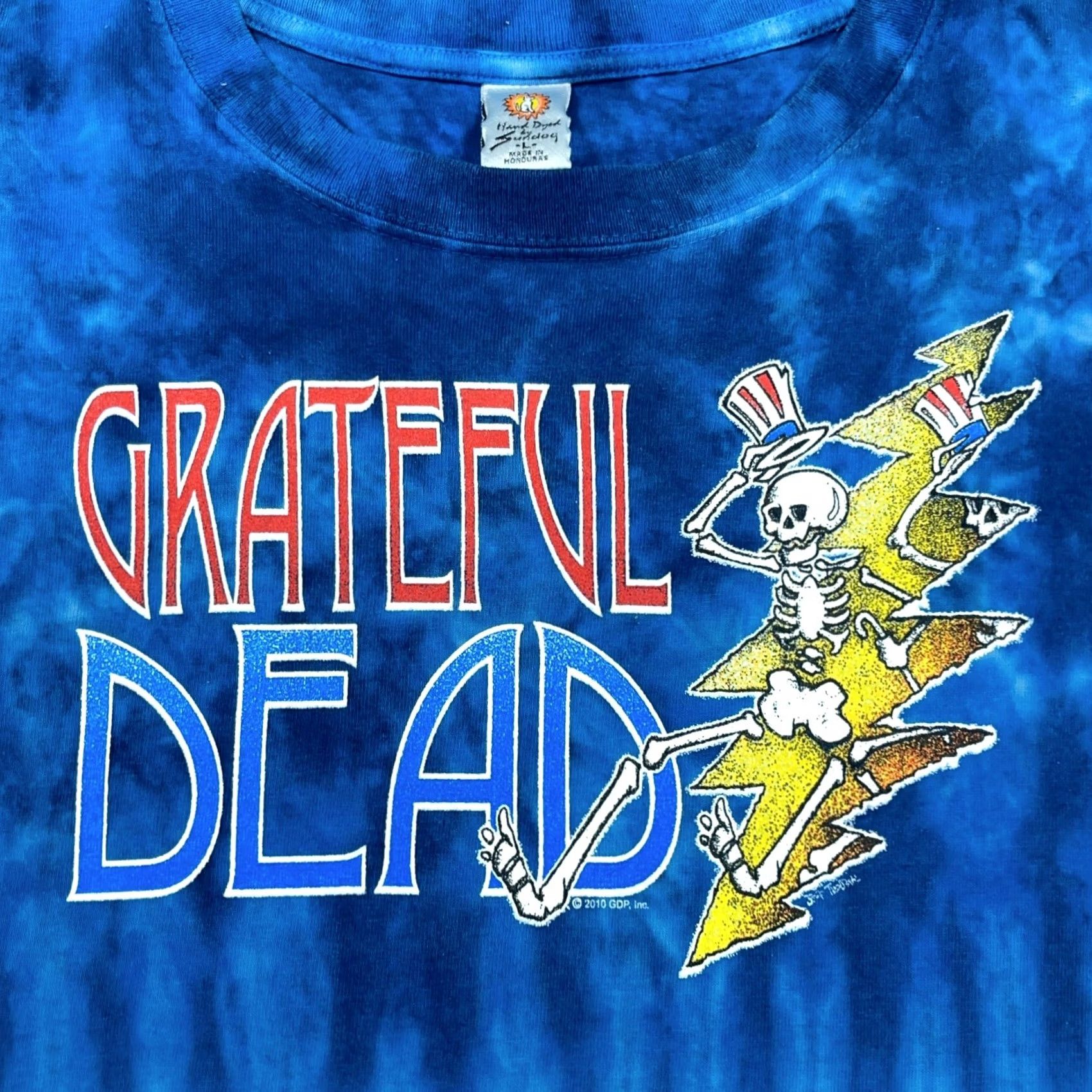 Vintage VINTAGE Grateful Dead Shirt Men Large Blue Red Tie Dye Skeleton 2010 Adult Sundog Graphic Tee Crew Neck Short Sleeve Jersey Cotton Size US L / EU 52-54 / 3 - 6 Thumbnail