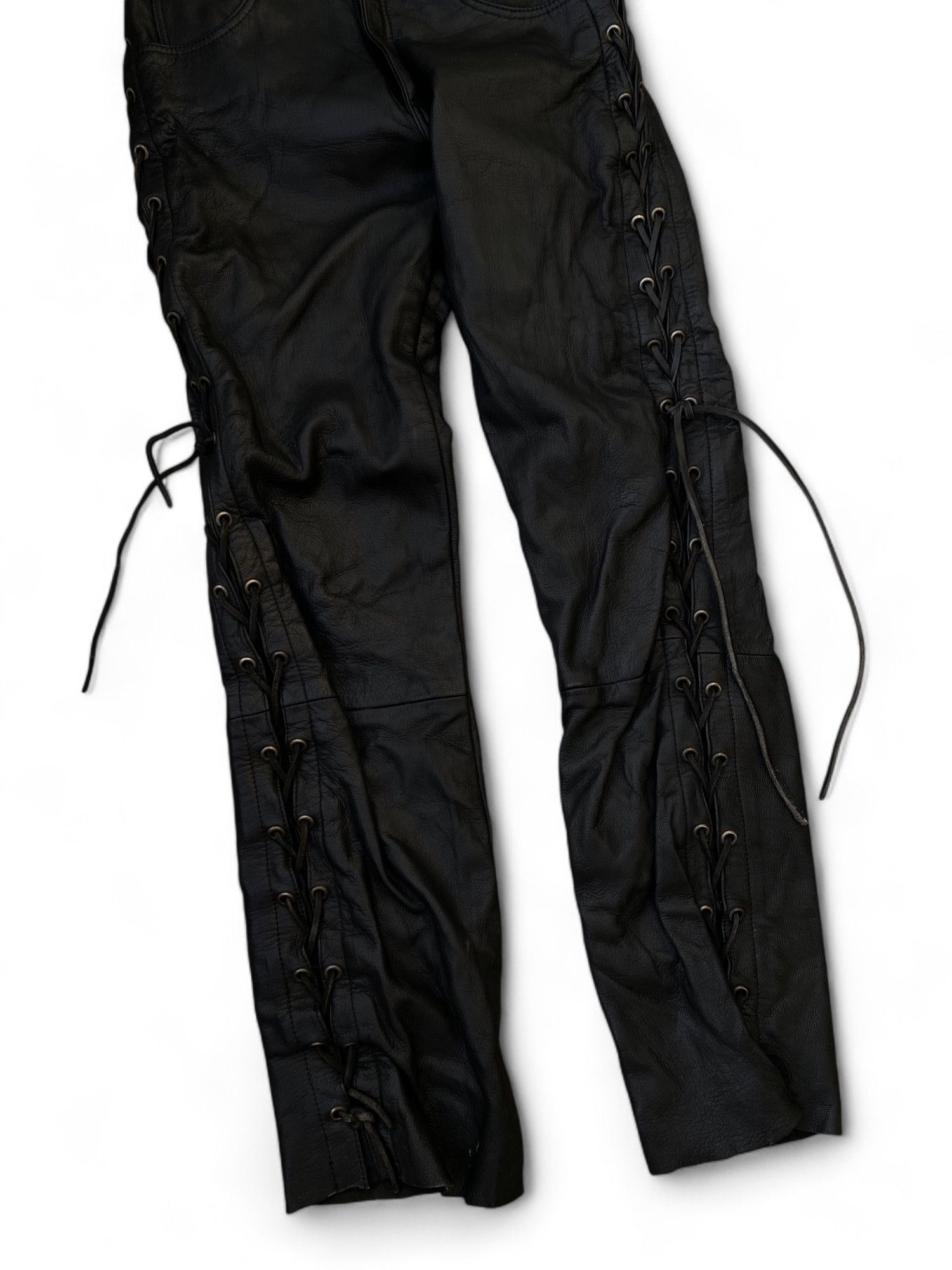 Genuine Leather × Vintage Vintage Japanese Leather Bondage Skinny Motorcycle Pants Size 32" / US 10 / IT 46 - 4 Thumbnail